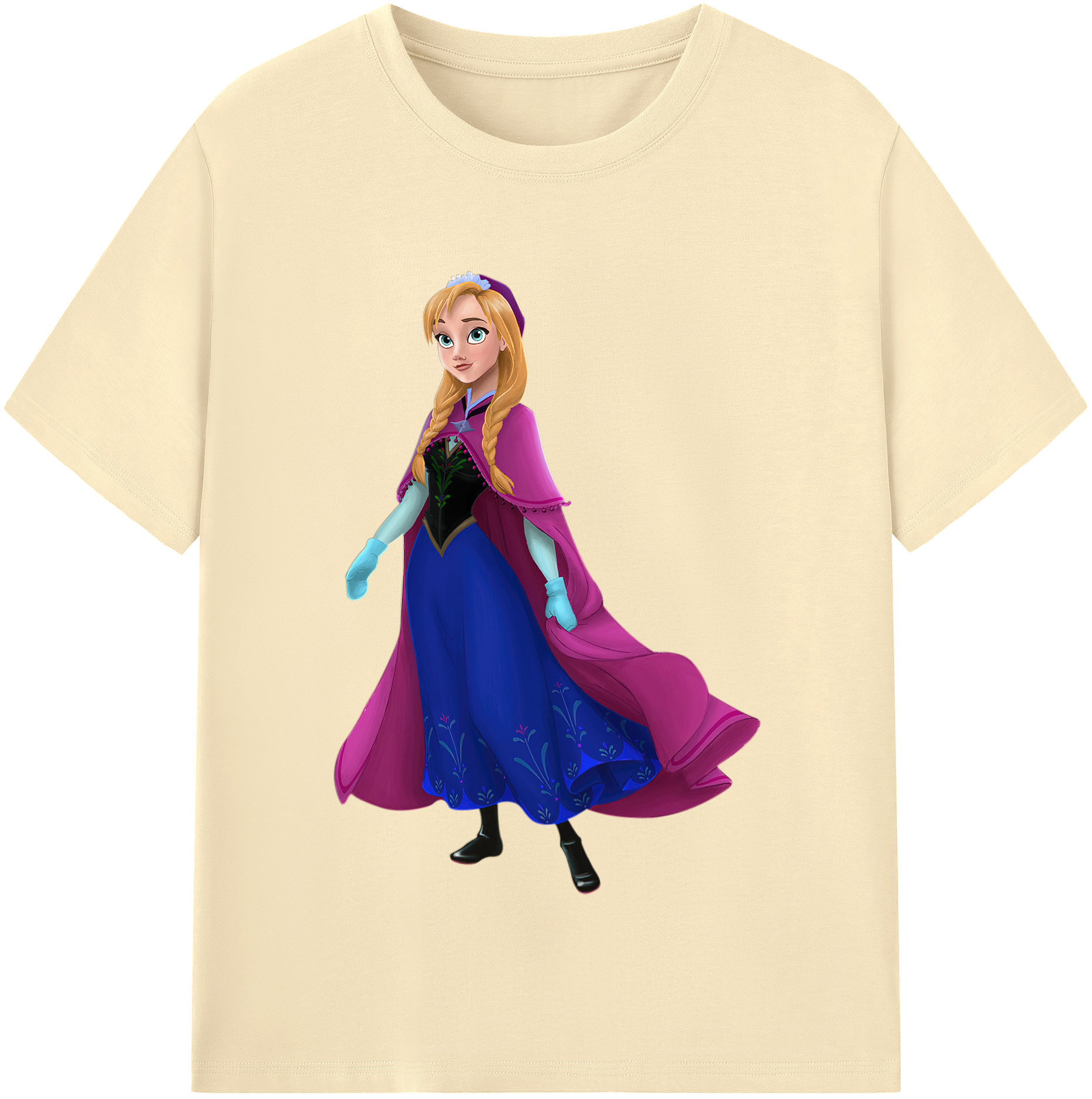 （画像用） アナと雪の女王 アンナ エルサ Frozen Anna Elsa 綿100％半袖Tシャツ（フロントプリント）