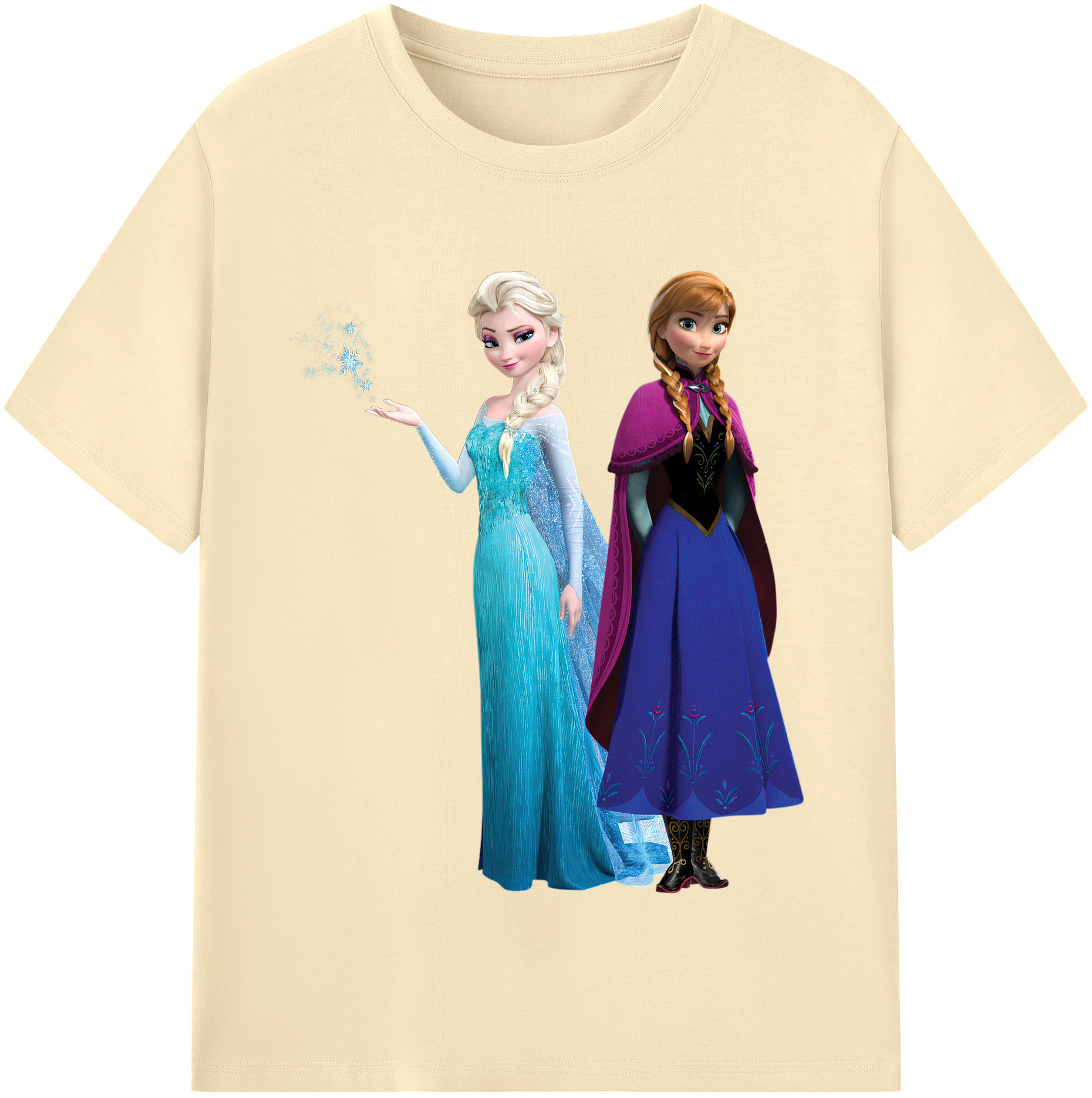 （画像用） アナと雪の女王 アンナ エルサ Frozen Anna Elsa 綿100％半袖Tシャツ（フロントプリント）