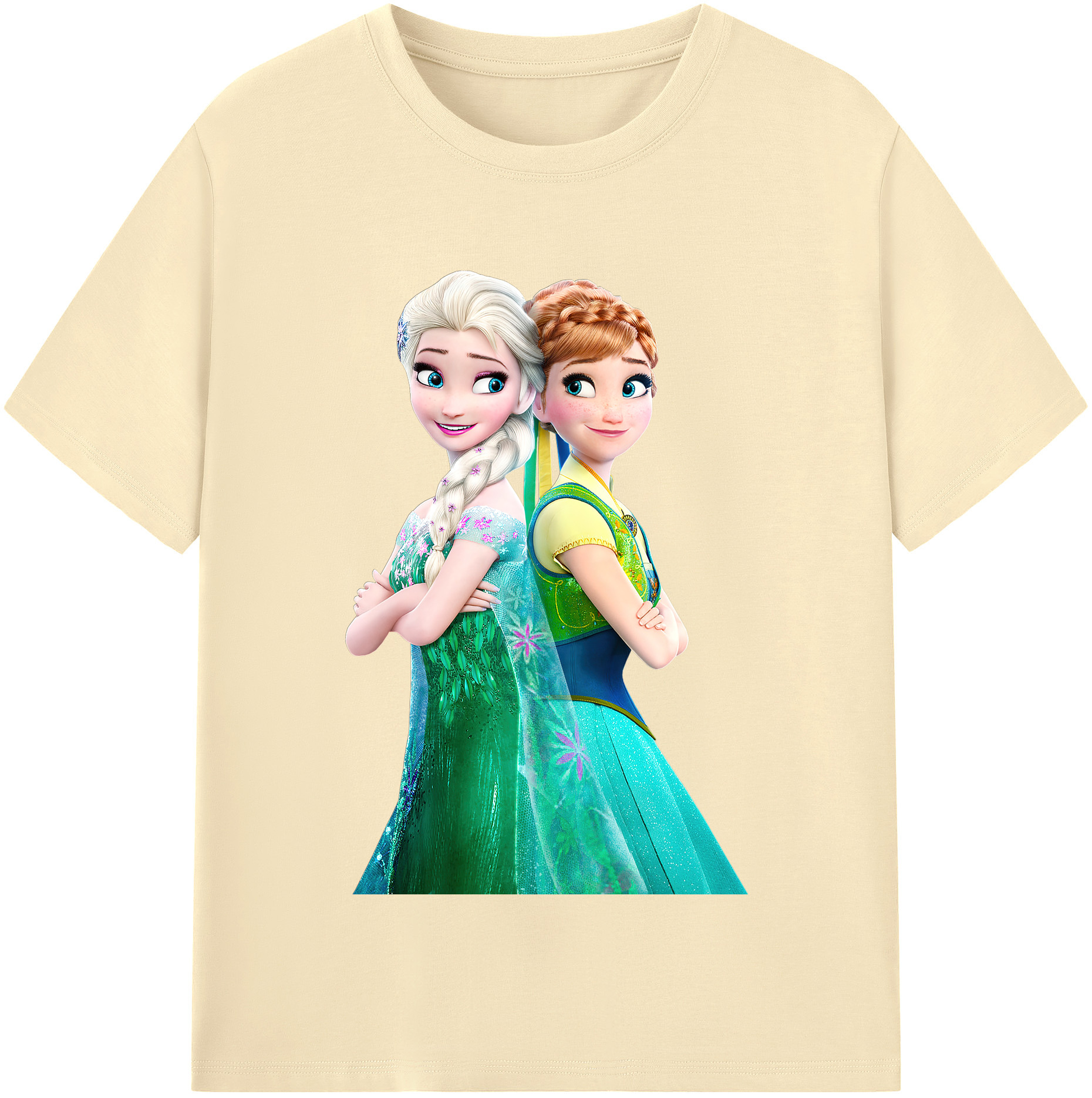 （画像用） アナと雪の女王 アンナ エルサ Frozen Anna Elsa 綿100％半袖Tシャツ（フロントプリント）