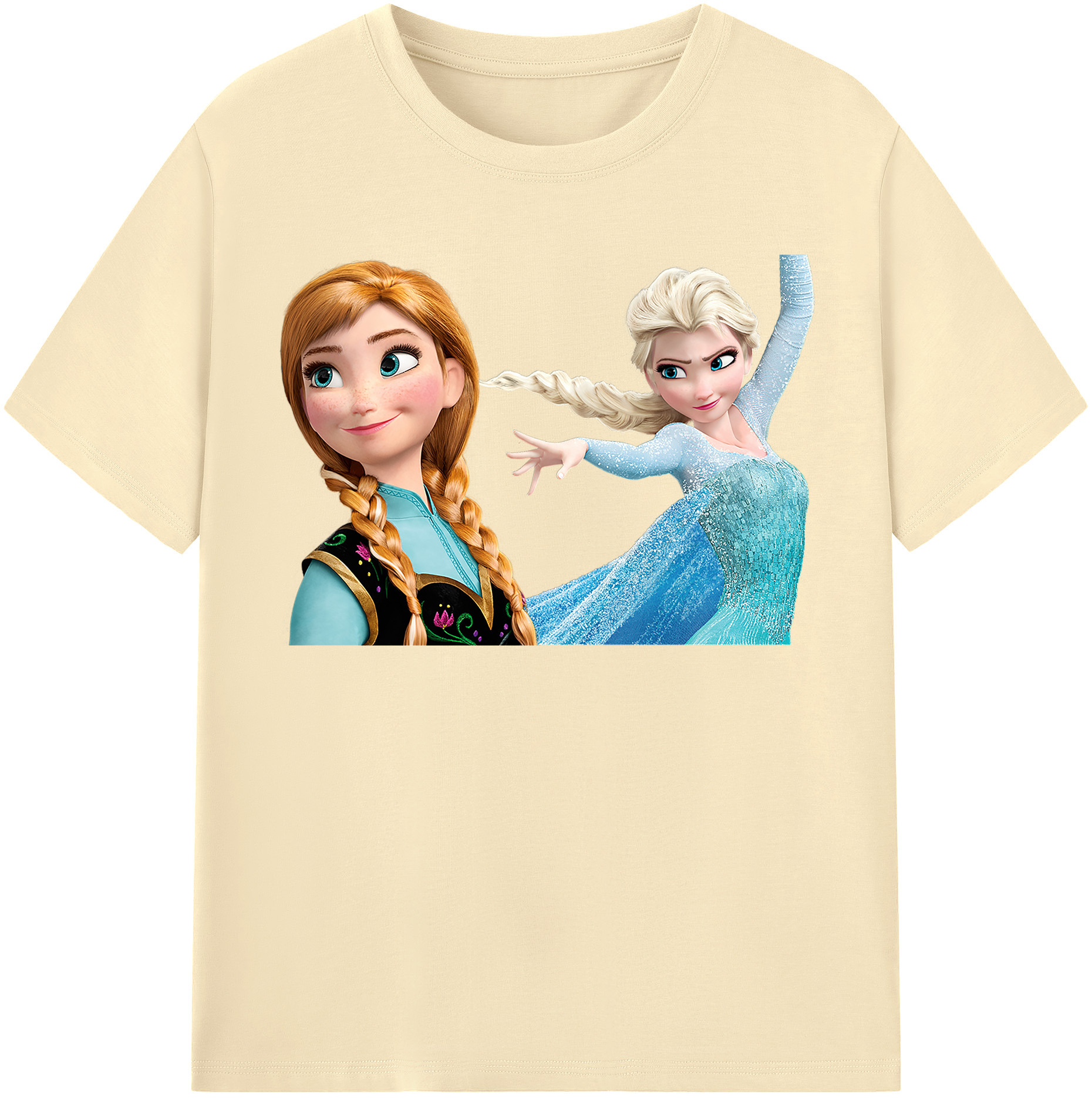（画像用） アナと雪の女王 アンナ エルサ Frozen Anna Elsa 綿100％半袖Tシャツ（フロントプリント）