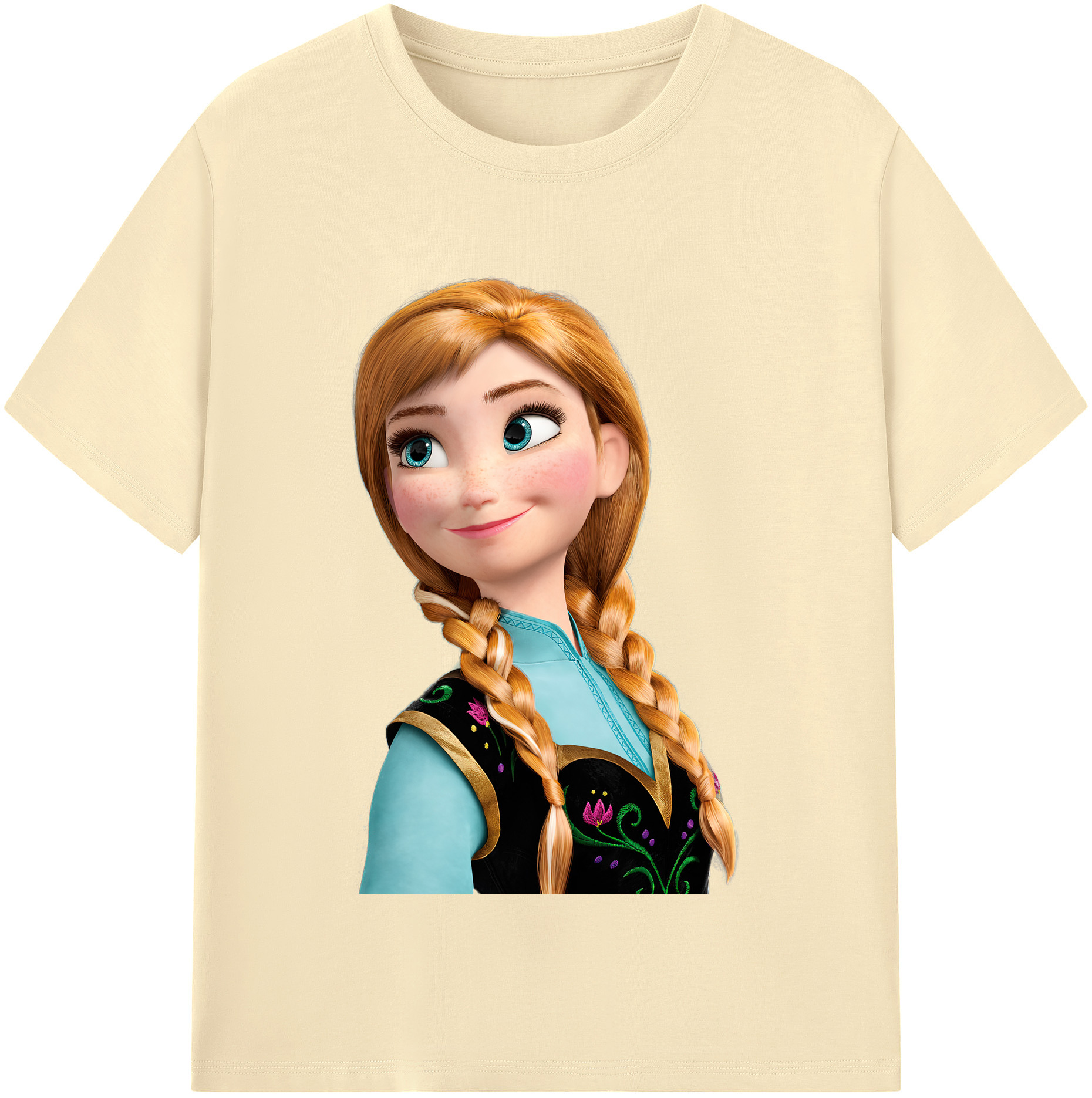 （画像用） アナと雪の女王 アンナ エルサ Frozen Anna Elsa 綿100％半袖Tシャツ（フロントプリント）