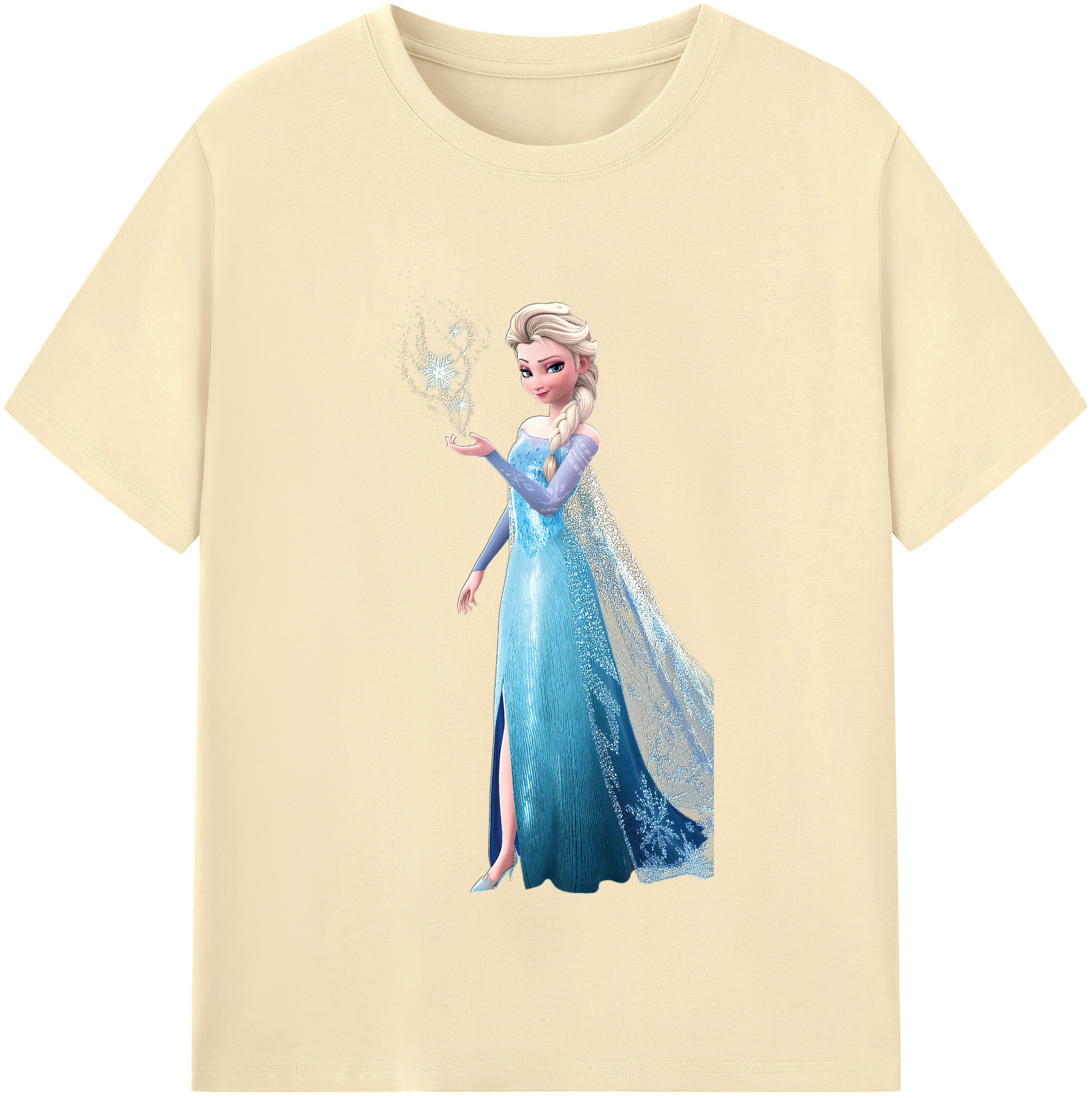 （画像用） アナと雪の女王 アンナ エルサ Frozen Anna Elsa 綿100％半袖Tシャツ（フロントプリント）
