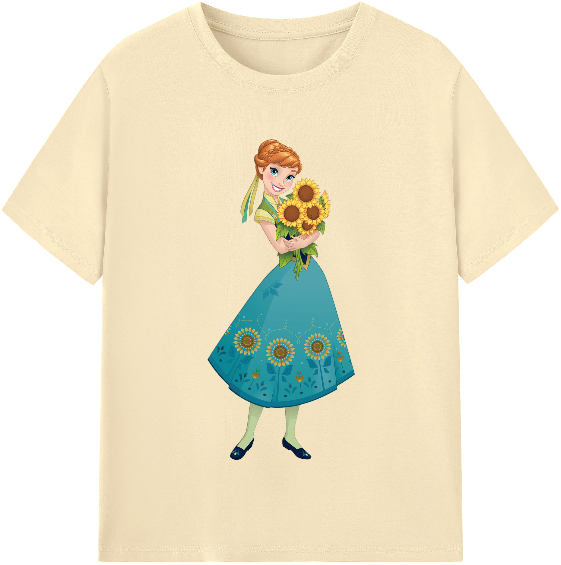 （画像用） アナと雪の女王 アンナ エルサ Frozen Anna Elsa 綿100％半袖Tシャツ（フロントプリント）