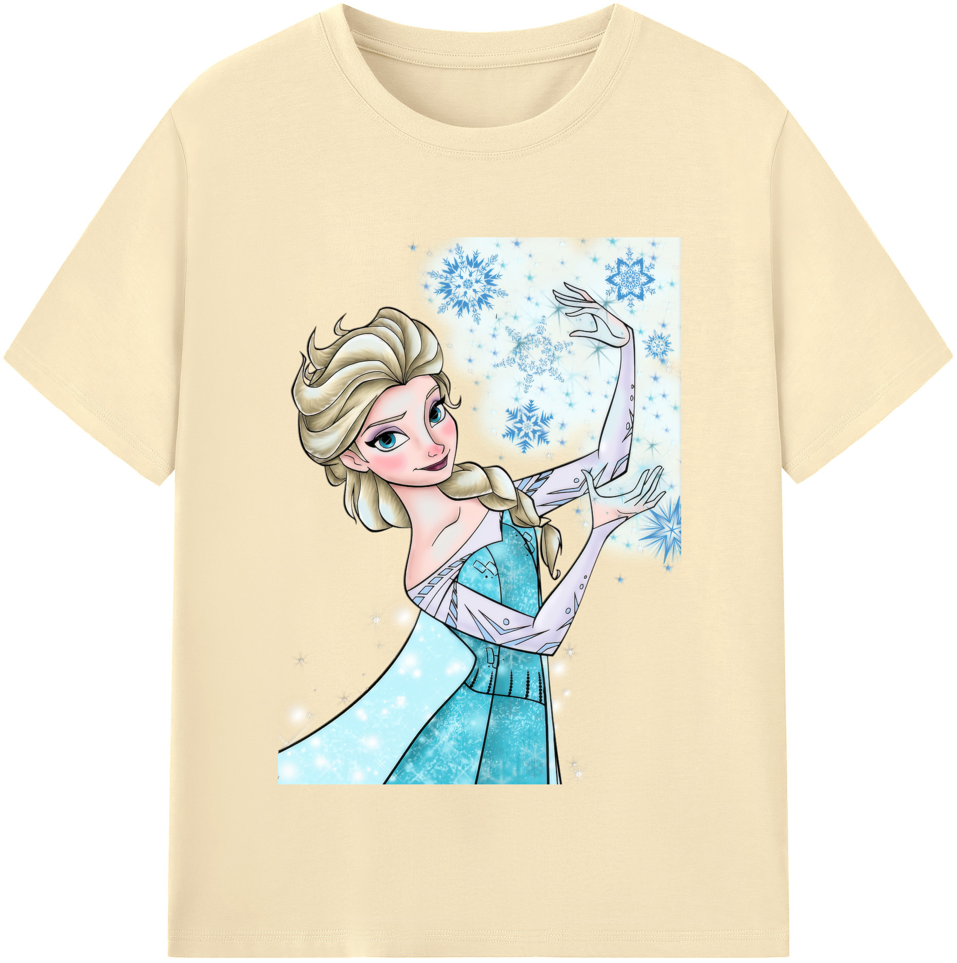 （画像用） アナと雪の女王 アンナ エルサ Frozen Anna Elsa 綿100％半袖Tシャツ（フロントプリント）