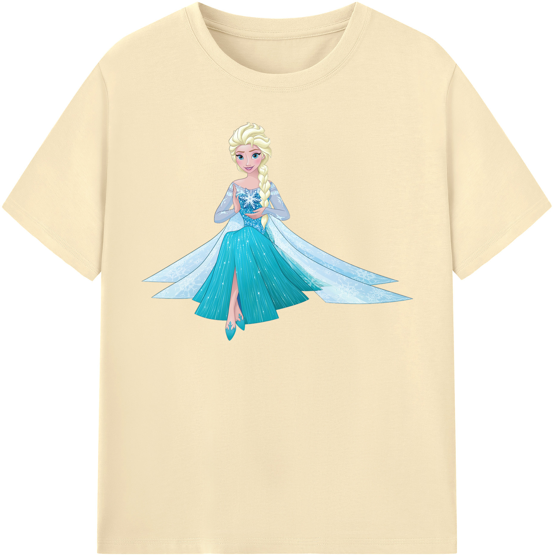 （画像用） アナと雪の女王 アンナ エルサ Frozen Anna Elsa 綿100％半袖Tシャツ（フロントプリント）