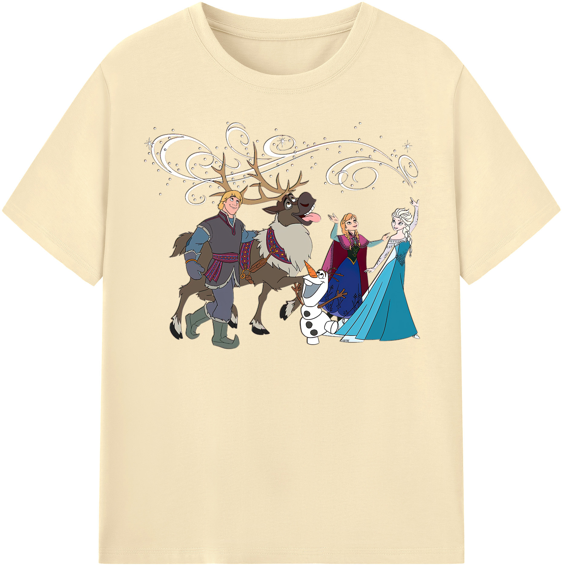 （画像用） アナと雪の女王 アンナ エルサ Frozen Anna Elsa 綿100％半袖Tシャツ（フロントプリント）