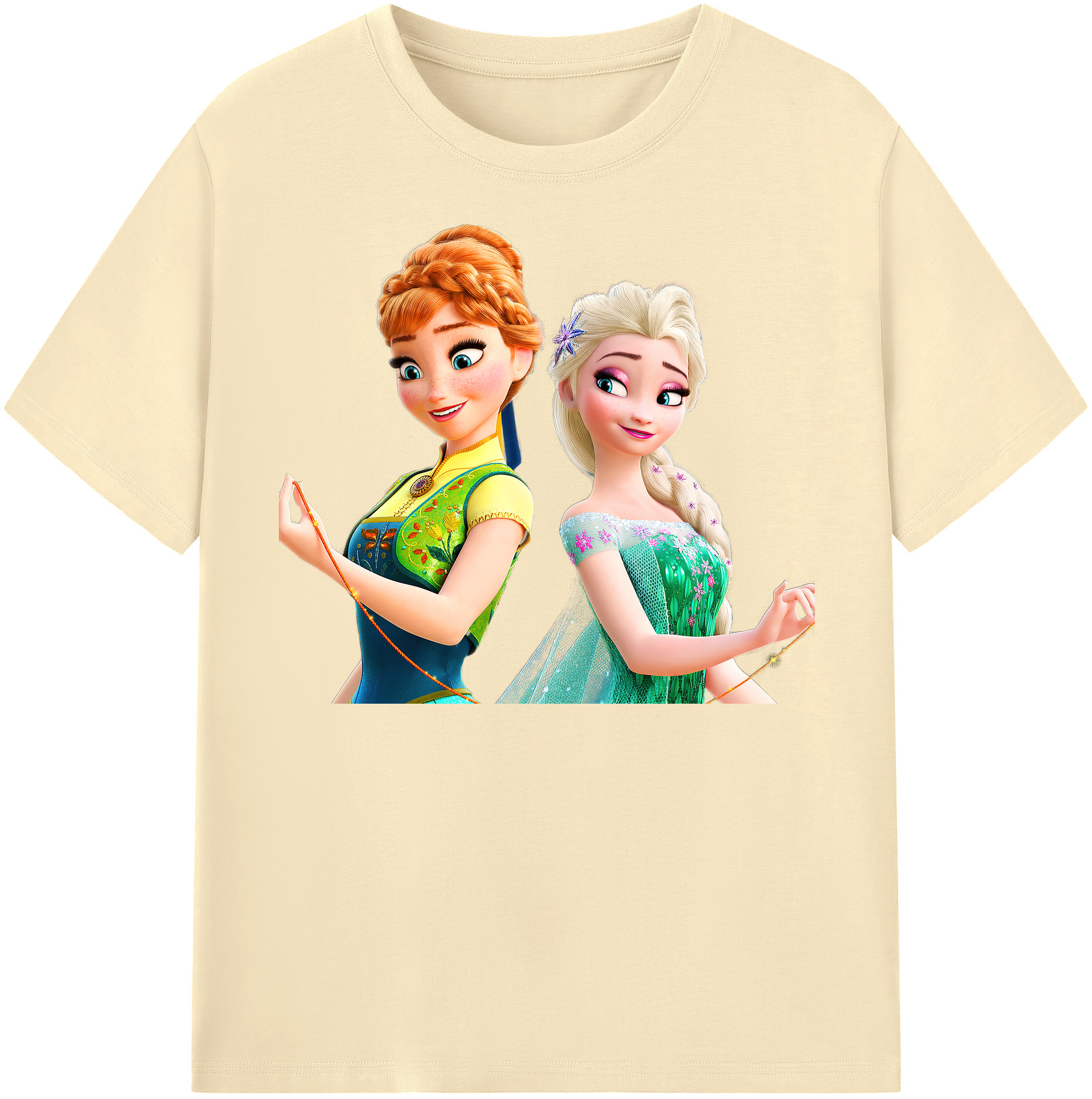 （画像用） アナと雪の女王 アンナ エルサ Frozen Anna Elsa 綿100％半袖Tシャツ（フロントプリント）