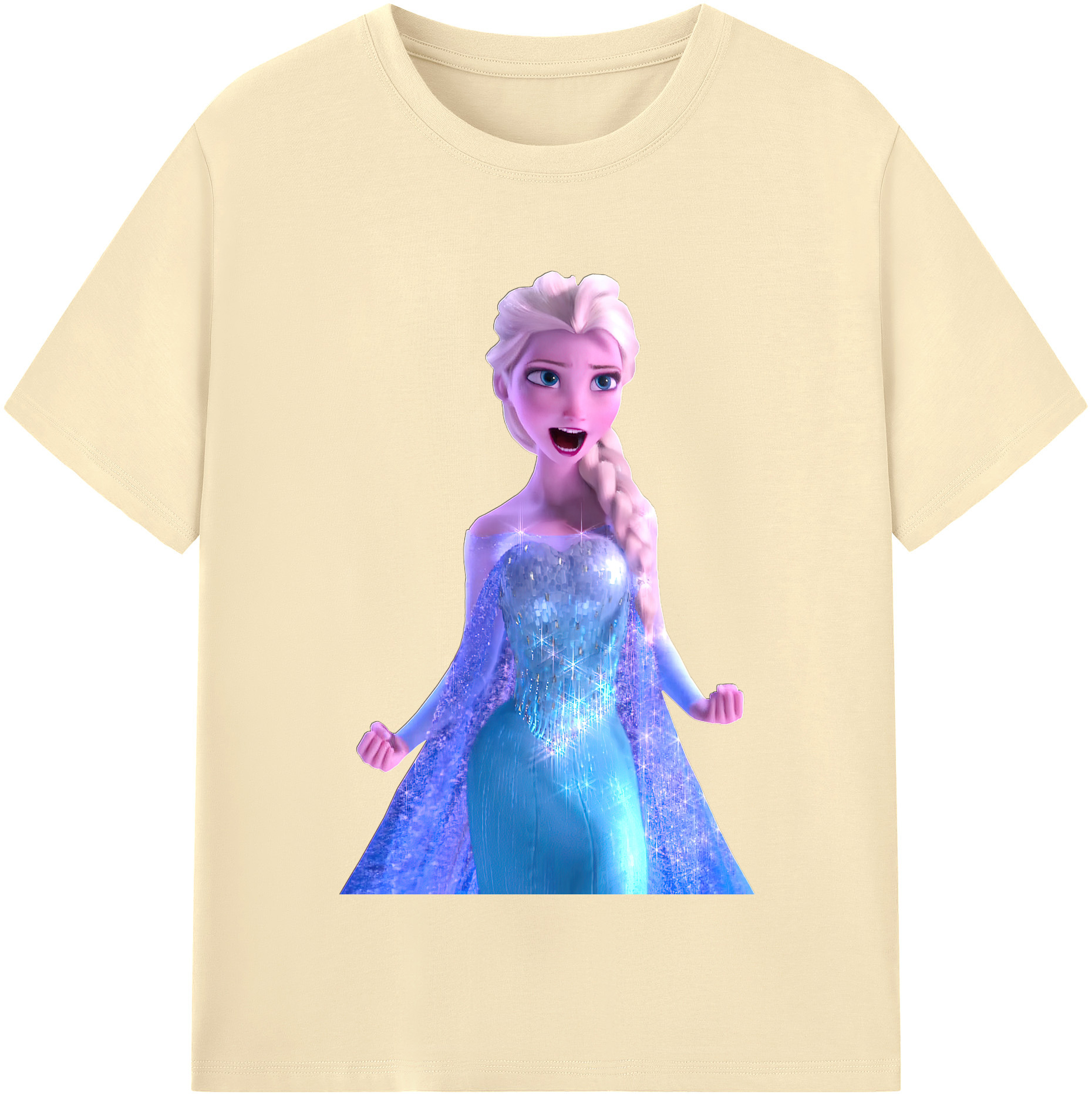 （画像用） アナと雪の女王 アンナ エルサ Frozen Anna Elsa 綿100％半袖Tシャツ（フロントプリント）