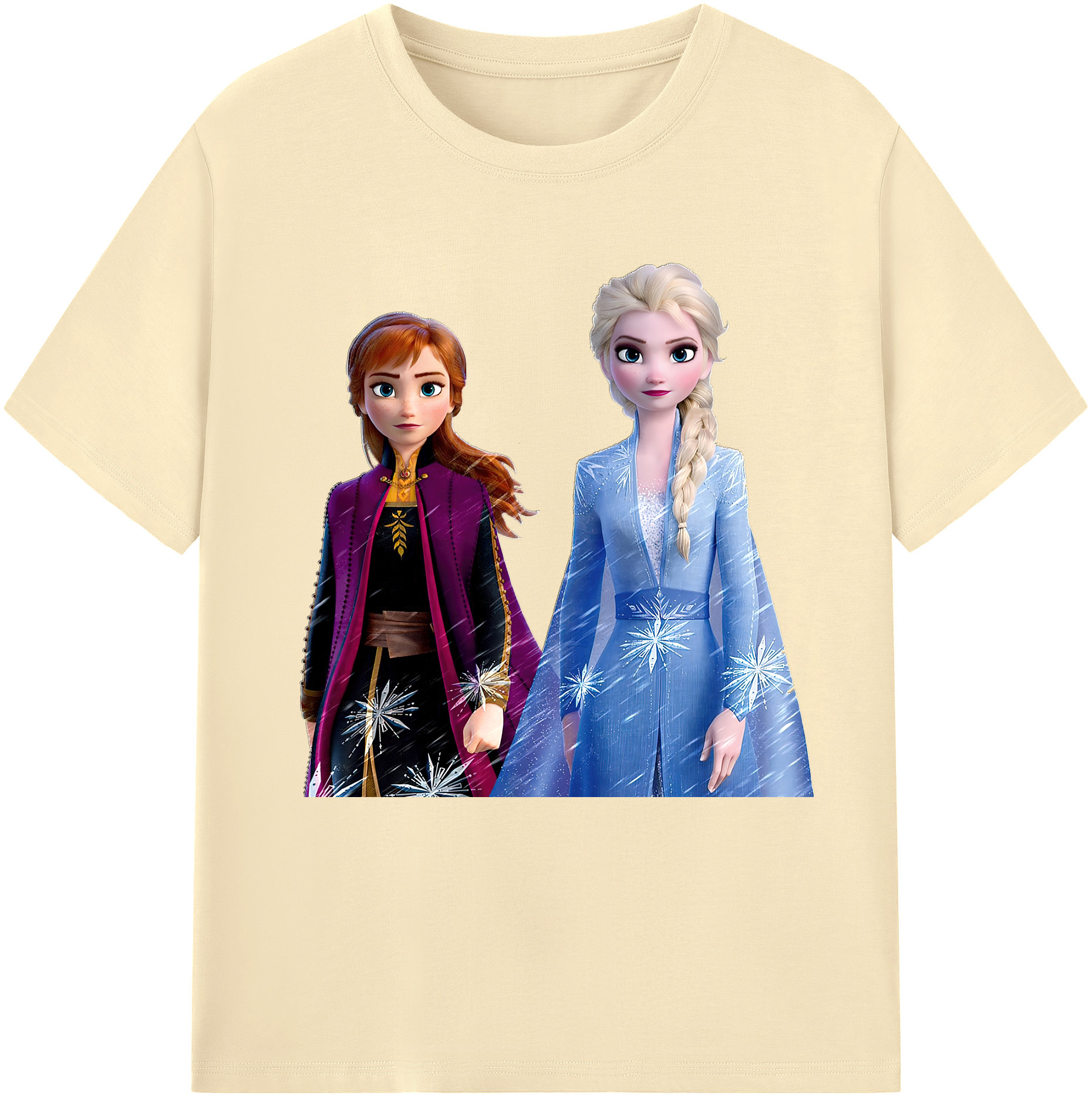（画像用） アナと雪の女王 アンナ エルサ Frozen Anna Elsa 綿100％半袖Tシャツ（フロントプリント）