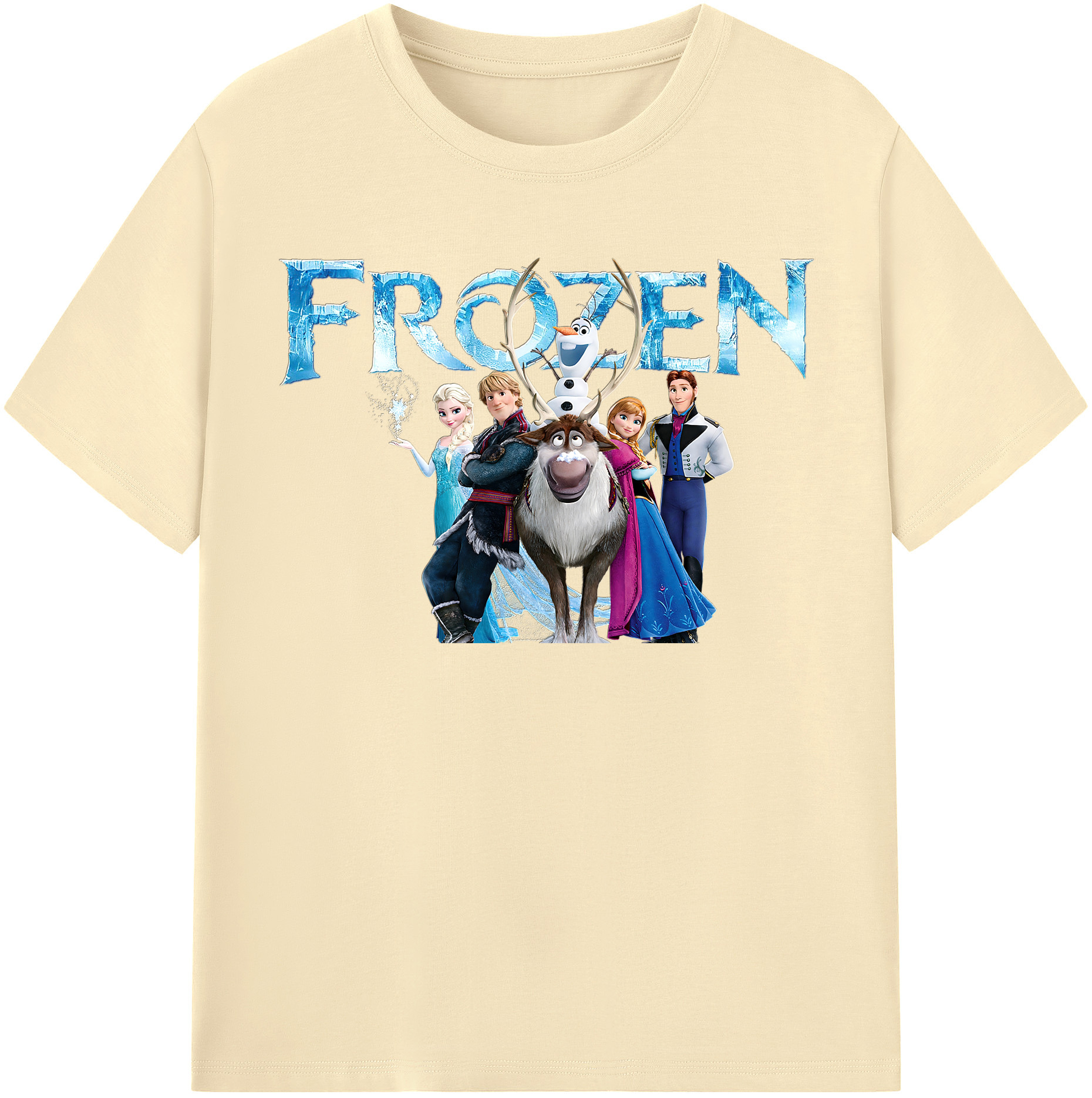 （画像用） アナと雪の女王 アンナ エルサ Frozen Anna Elsa 綿100％半袖Tシャツ（フロントプリント）