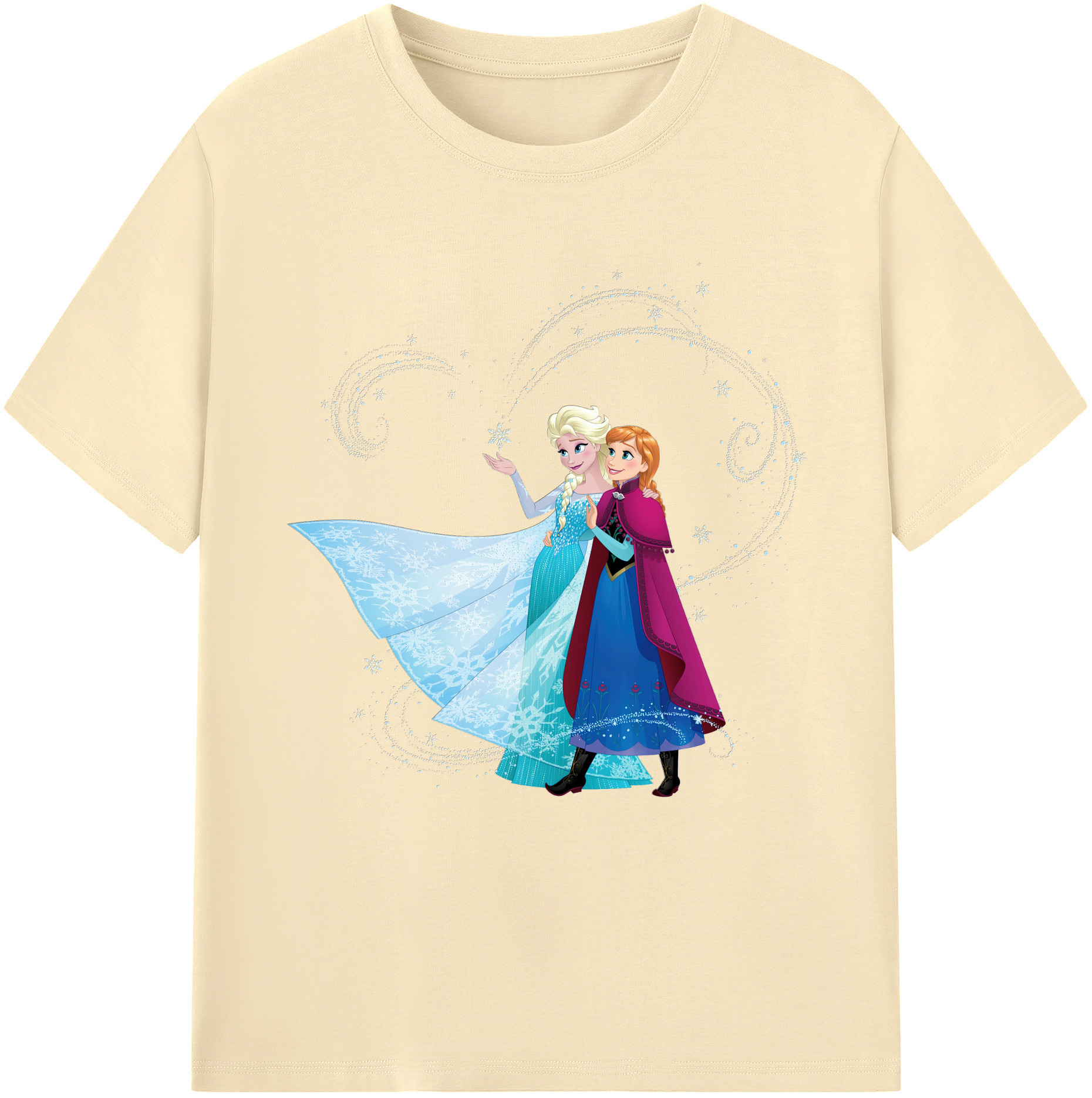 （画像用） アナと雪の女王 アンナ エルサ Frozen Anna Elsa 綿100％半袖Tシャツ（フロントプリント）