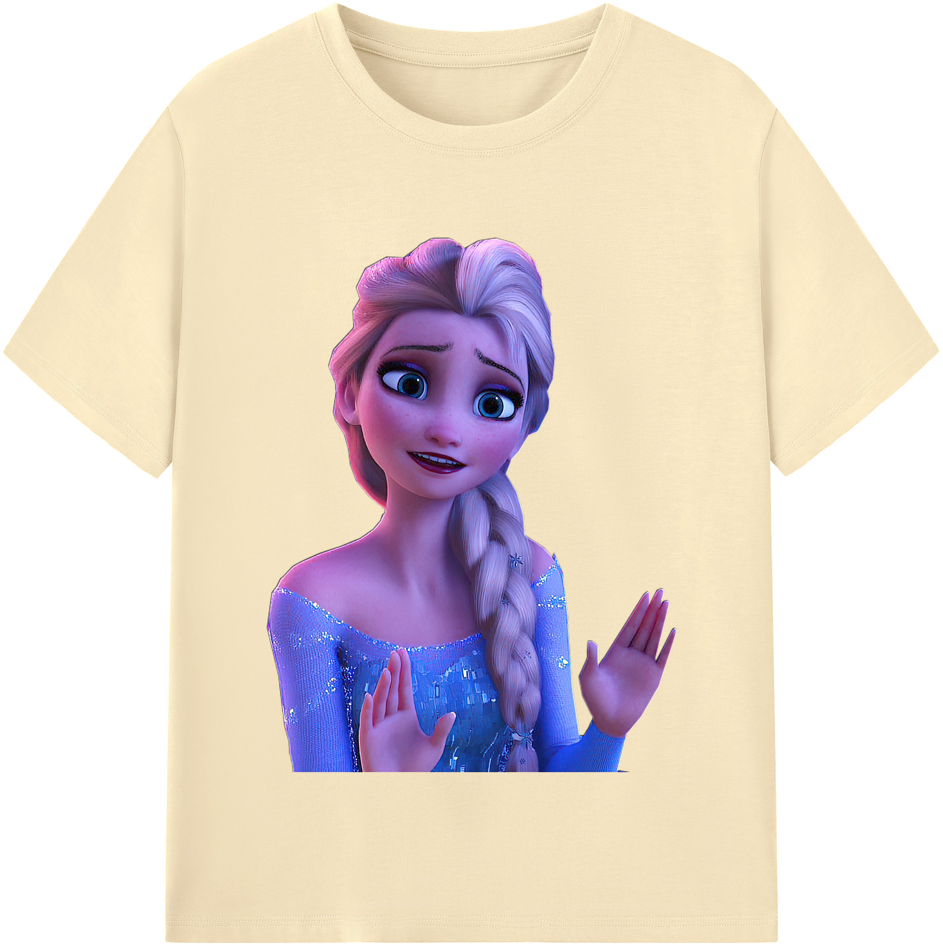 （画像用） アナと雪の女王 アンナ エルサ Frozen Anna Elsa 綿100％半袖Tシャツ（フロントプリント）