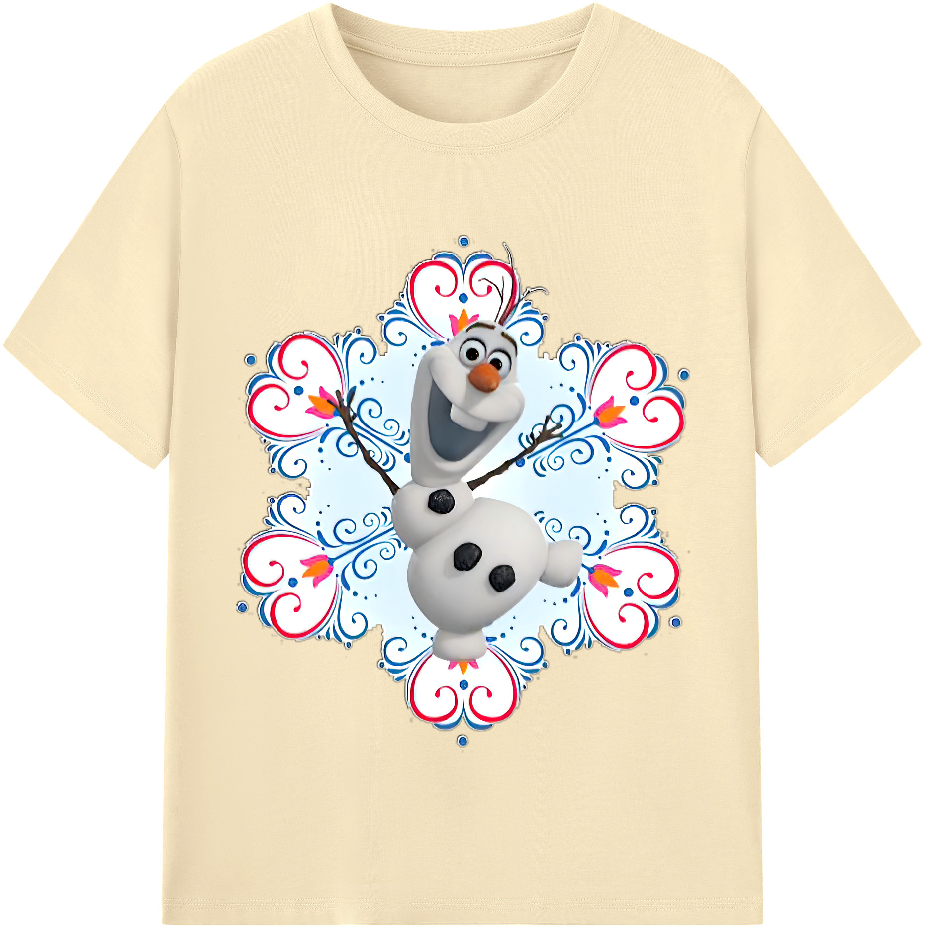 （画像用） アナと雪の女王 アンナ エルサ Frozen Anna Elsa 綿100％半袖Tシャツ（フロントプリント）