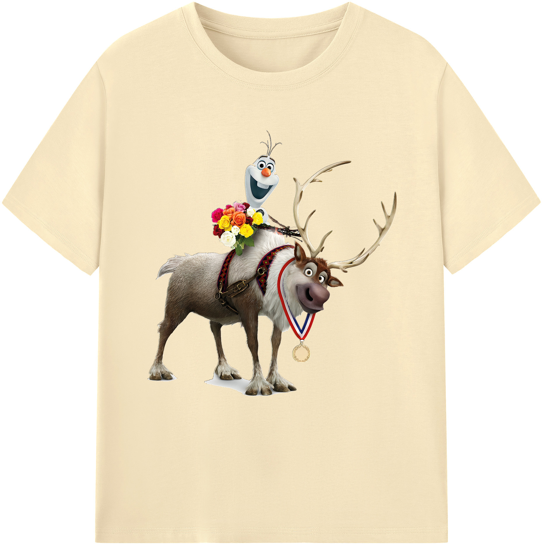 （画像用） アナと雪の女王 アンナ エルサ Frozen Anna Elsa 綿100％半袖Tシャツ（フロントプリント）