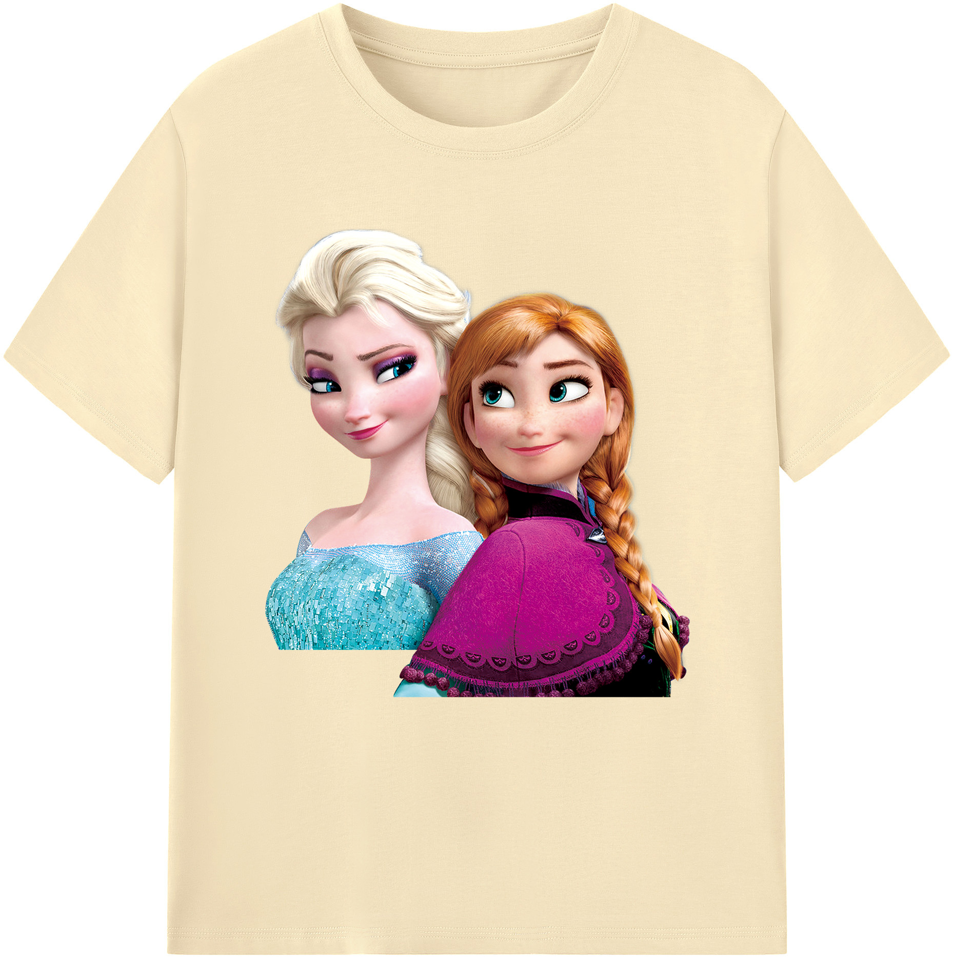 （画像用） アナと雪の女王 アンナ エルサ Frozen Anna Elsa 綿100％半袖Tシャツ（フロントプリント）