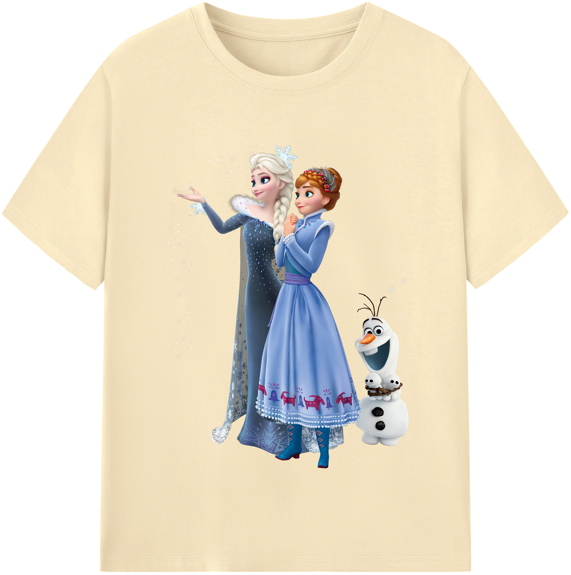 （画像用） アナと雪の女王 アンナ エルサ Frozen Anna Elsa 綿100％半袖Tシャツ（フロントプリント）