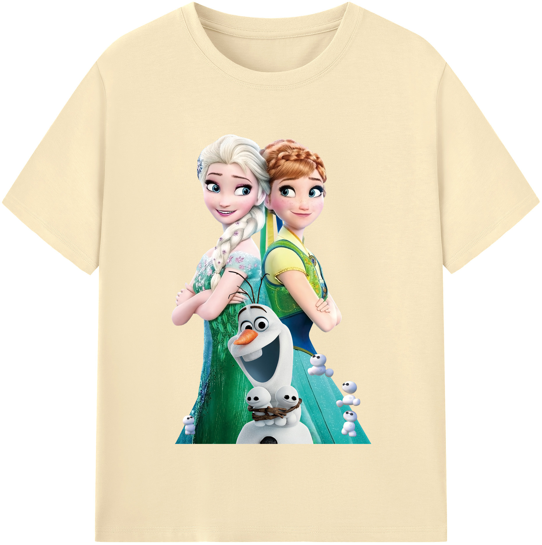 （画像用） アナと雪の女王 アンナ エルサ Frozen Anna Elsa 綿100％半袖Tシャツ（フロントプリント）
