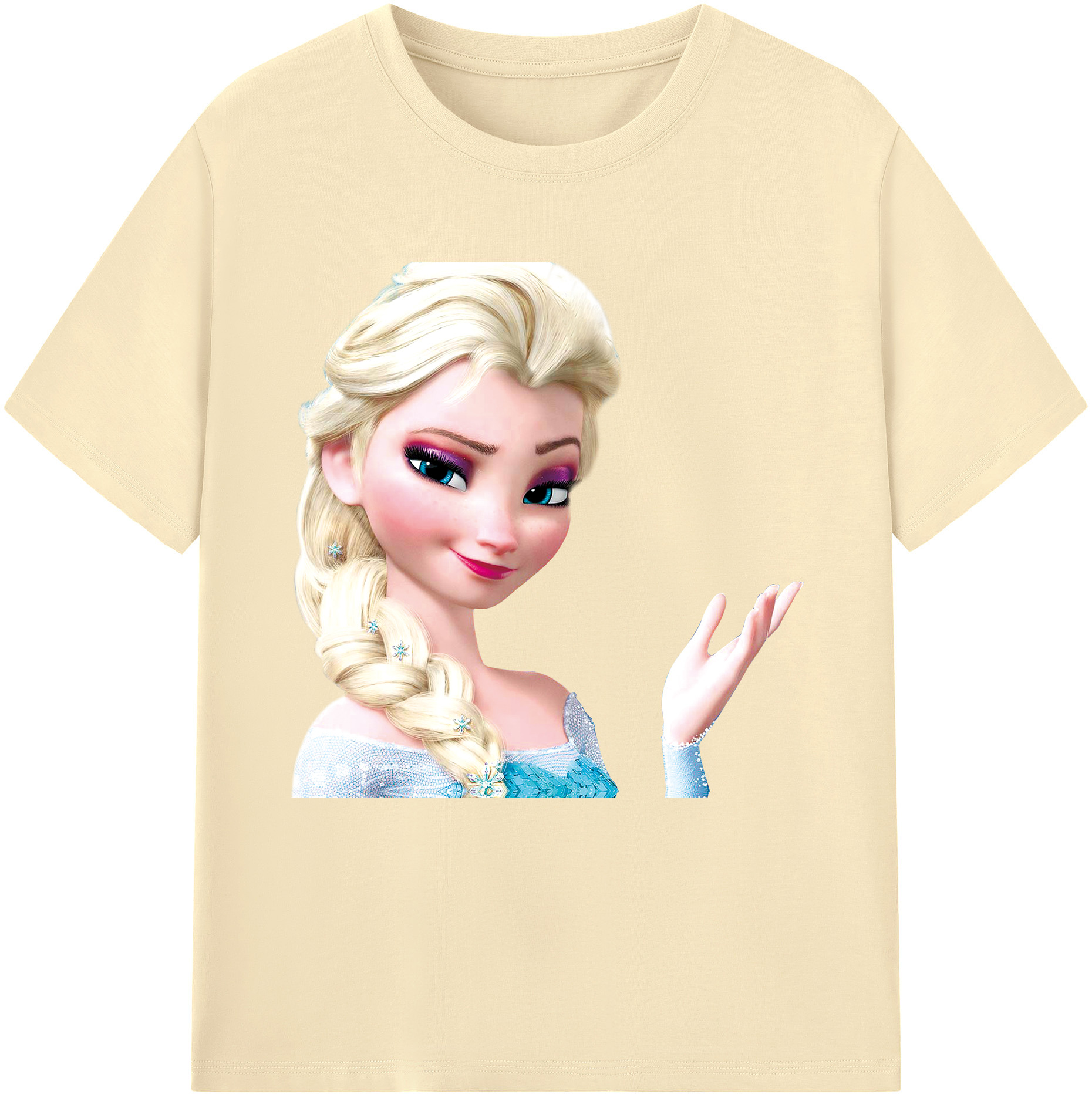 （画像用） アナと雪の女王 アンナ エルサ Frozen Anna Elsa 綿100％半袖Tシャツ（フロントプリント）