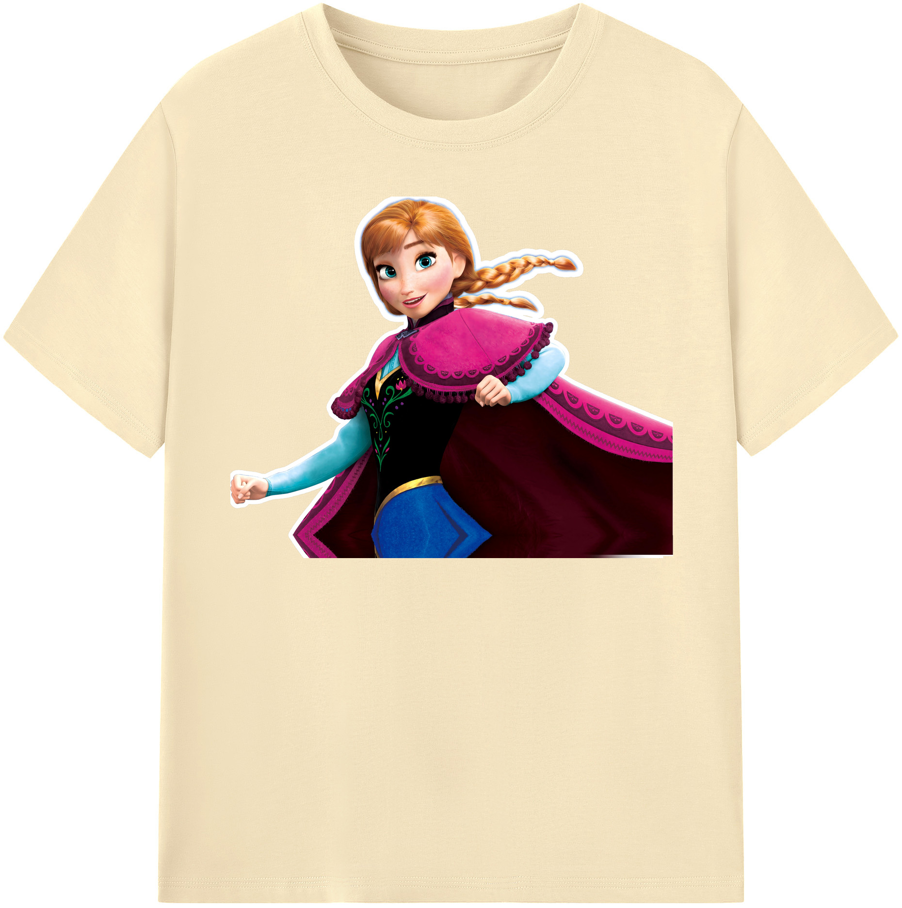 （画像用） アナと雪の女王 アンナ エルサ Frozen Anna Elsa 綿100％半袖Tシャツ（フロントプリント）