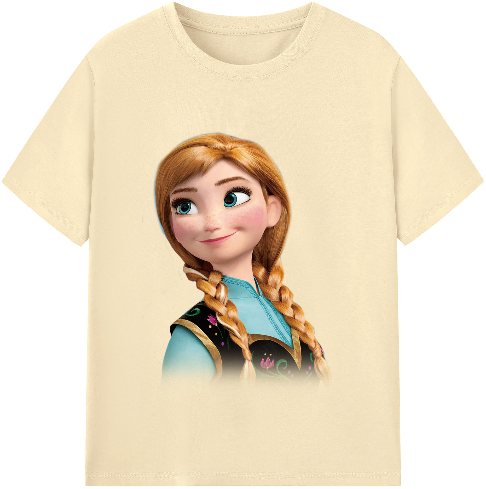 （画像用） アナと雪の女王 アンナ エルサ Frozen Anna Elsa 綿100％半袖Tシャツ（フロントプリント）