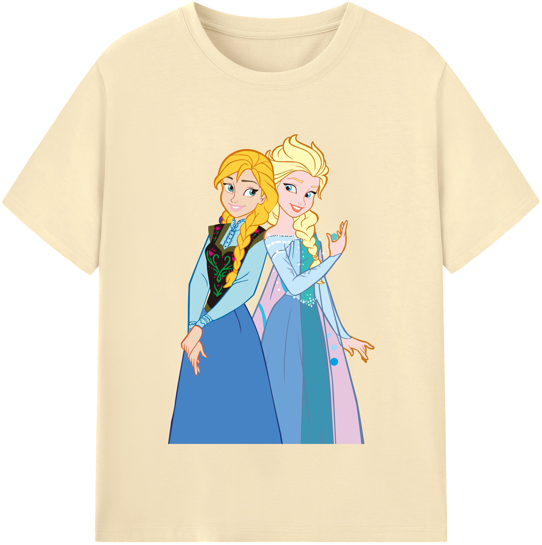 （画像用） アナと雪の女王 アンナ エルサ Frozen Anna Elsa 綿100％半袖Tシャツ（フロントプリント）