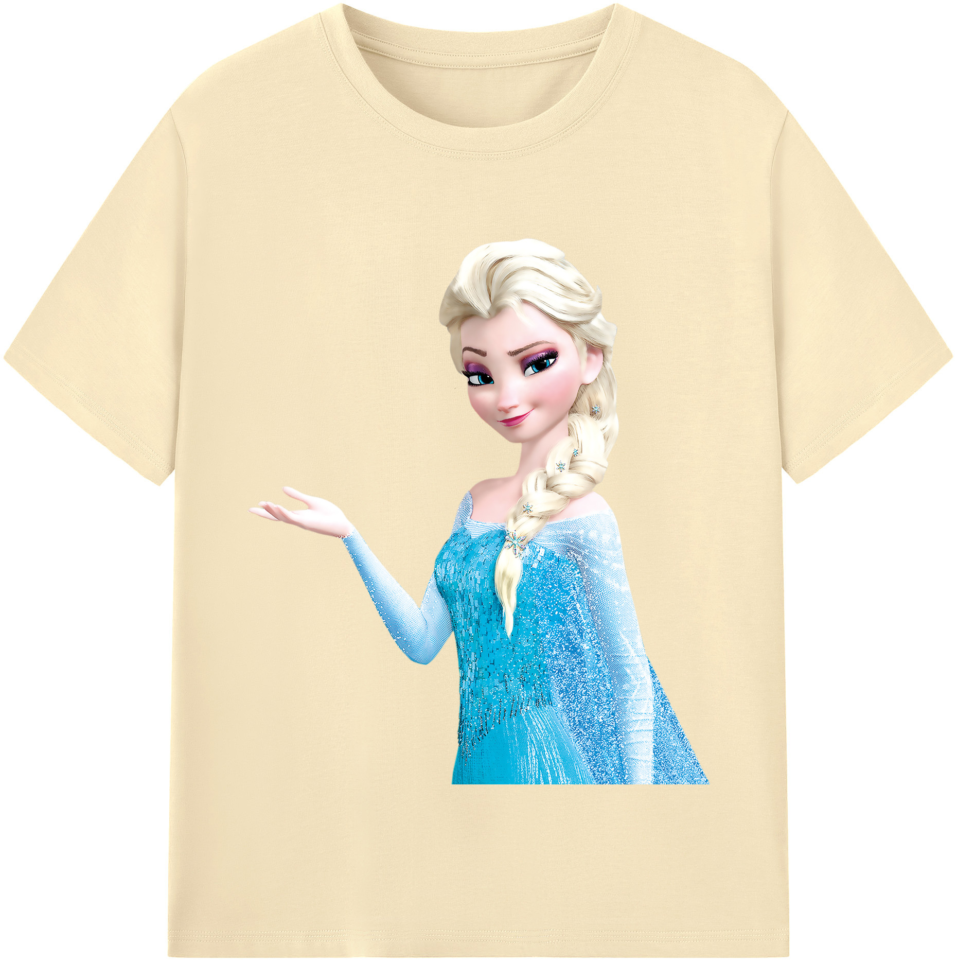（画像用） アナと雪の女王 アンナ エルサ Frozen Anna Elsa 綿100％半袖Tシャツ（フロントプリント）