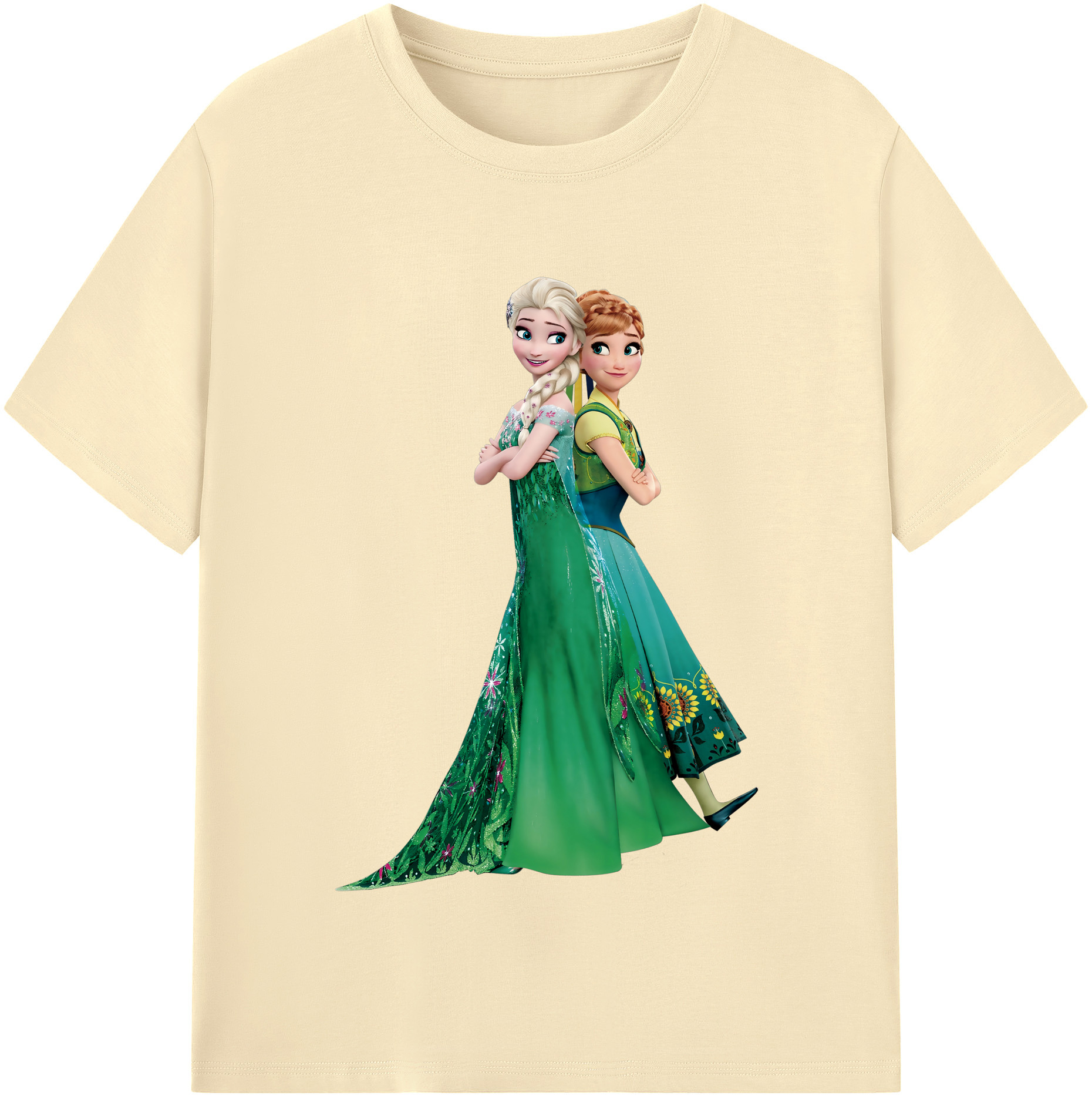 （画像用） アナと雪の女王 アンナ エルサ Frozen Anna Elsa 綿100％半袖Tシャツ（フロントプリント）