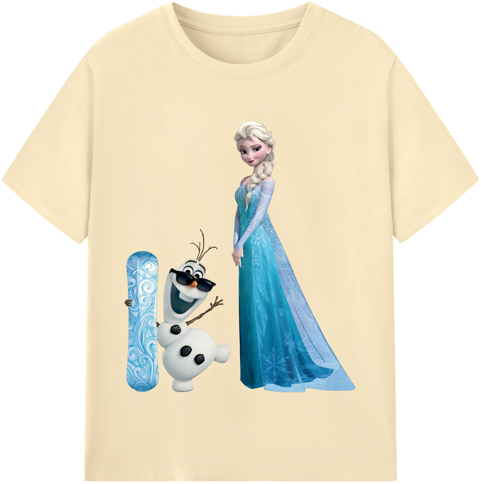 （画像用） アナと雪の女王 アンナ エルサ Frozen Anna Elsa 綿100％半袖Tシャツ（フロントプリント）