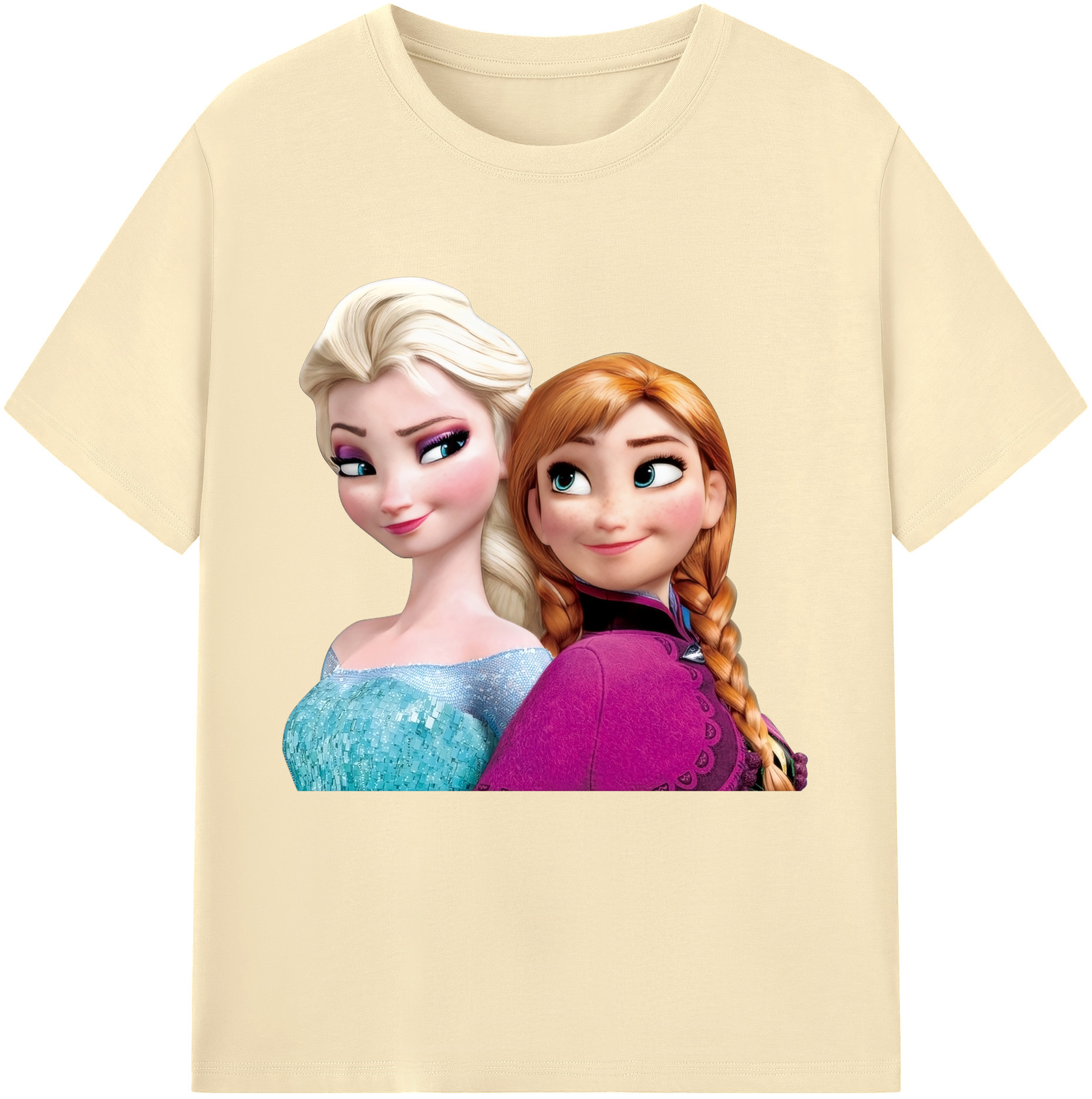 （画像用） アナと雪の女王 アンナ エルサ Frozen Anna Elsa 綿100％半袖Tシャツ（フロントプリント）