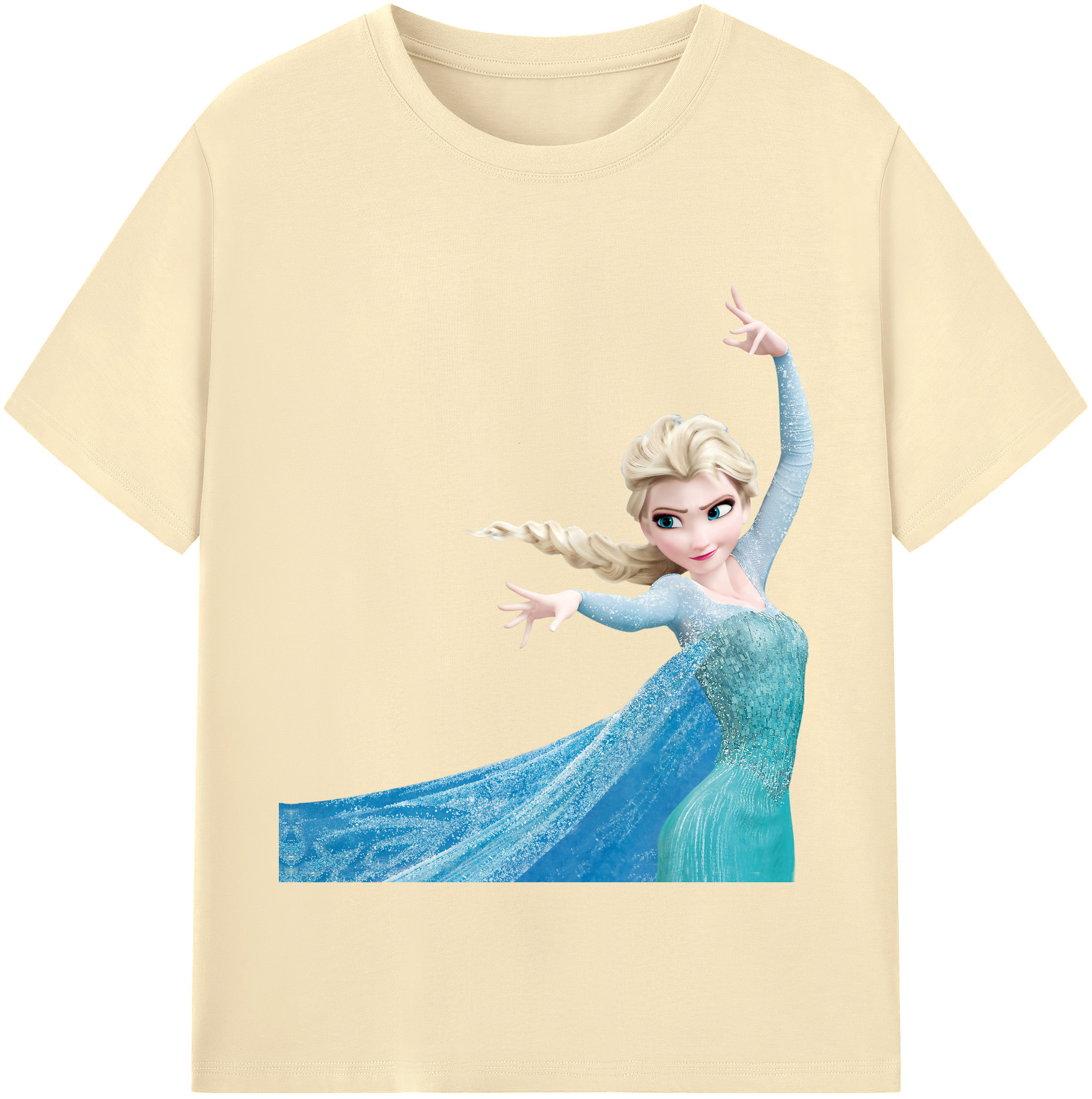 （画像用） アナと雪の女王 アンナ エルサ Frozen Anna Elsa 綿100％半袖Tシャツ（フロントプリント）