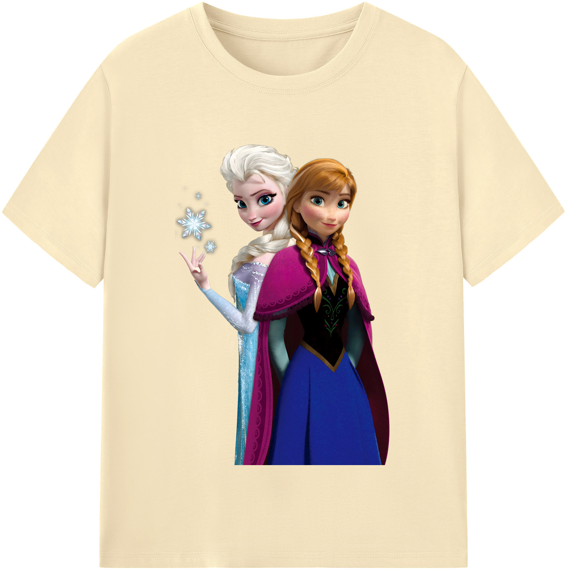 （画像用） アナと雪の女王 アンナ エルサ Frozen Anna Elsa 綿100％半袖Tシャツ（フロントプリント）