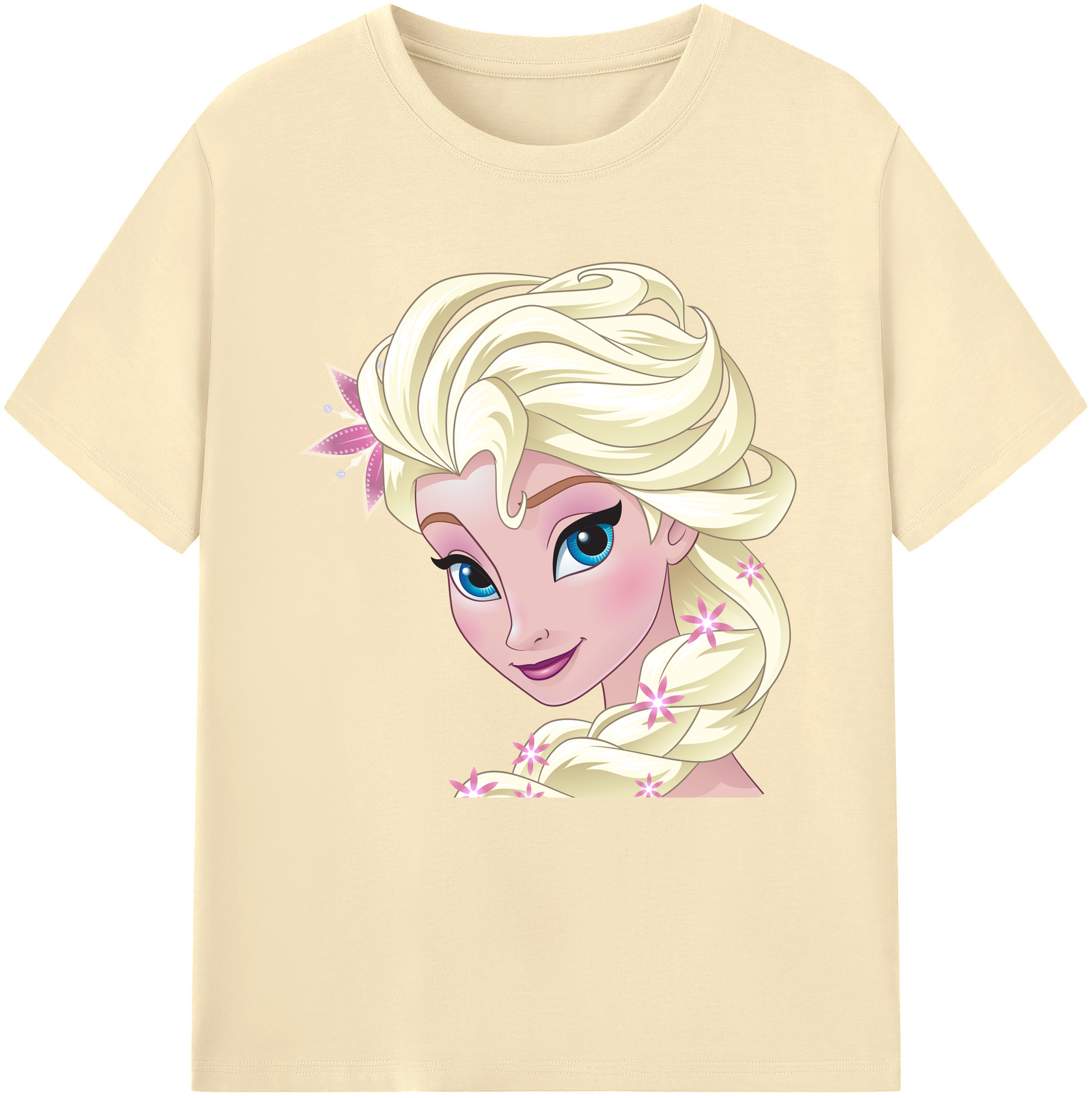 （画像用） アナと雪の女王 アンナ エルサ Frozen Anna Elsa 綿100％半袖Tシャツ（フロントプリント）