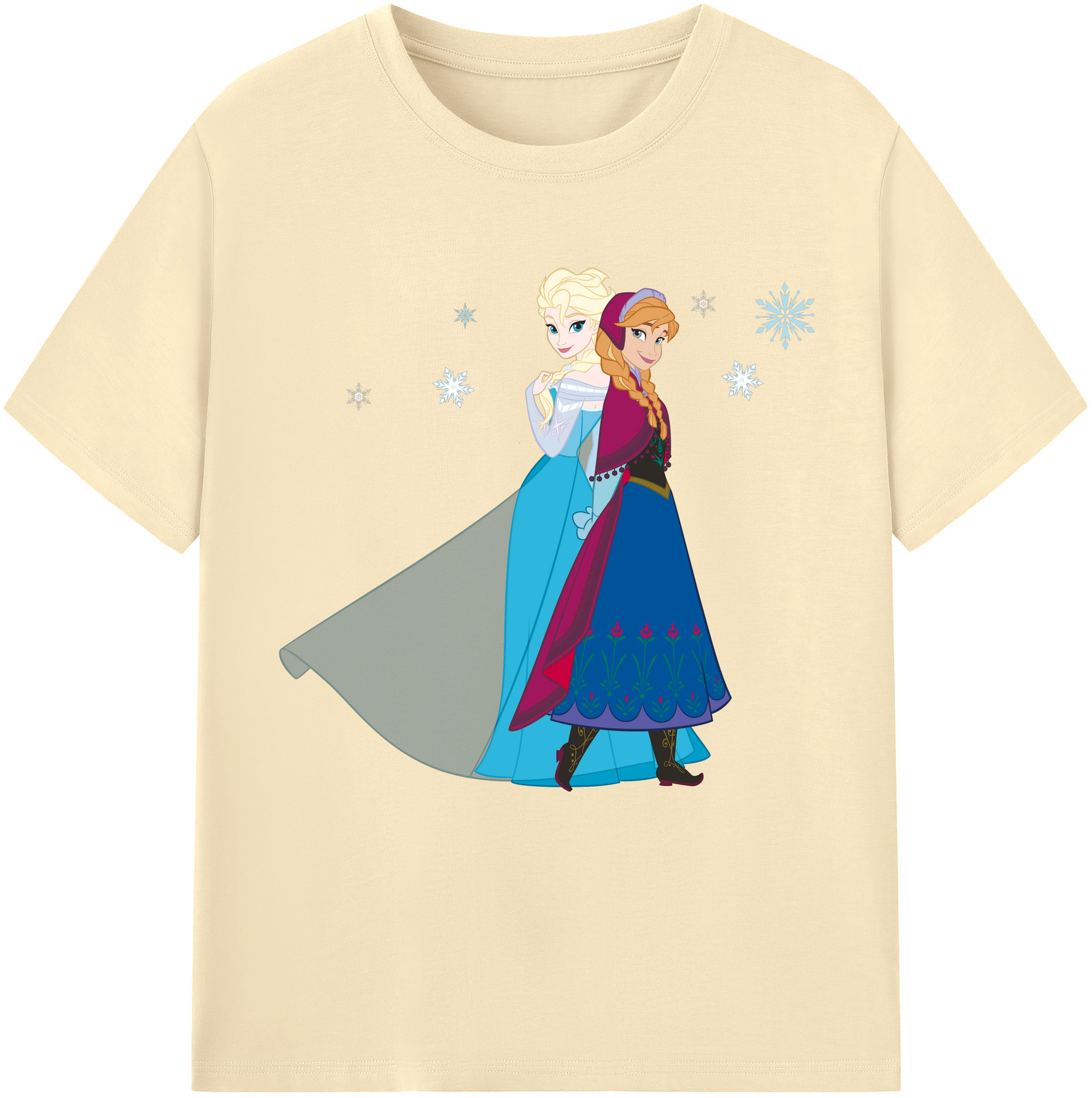 （画像用） アナと雪の女王 アンナ エルサ Frozen Anna Elsa 綿100％半袖Tシャツ（フロントプリント）