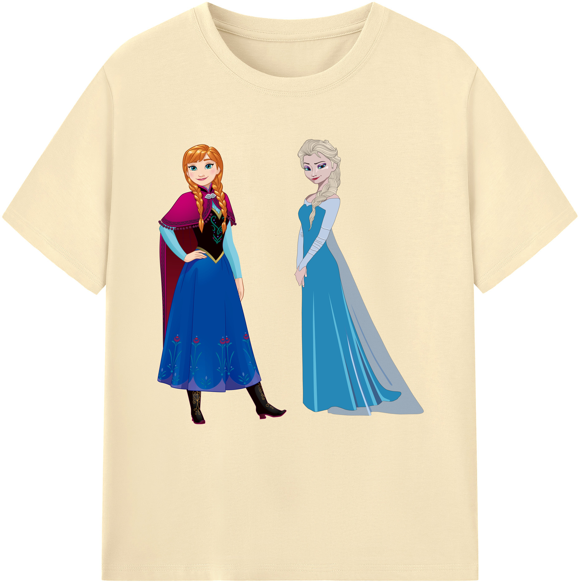 （画像用） アナと雪の女王 アンナ エルサ Frozen Anna Elsa 綿100％半袖Tシャツ（フロントプリント）