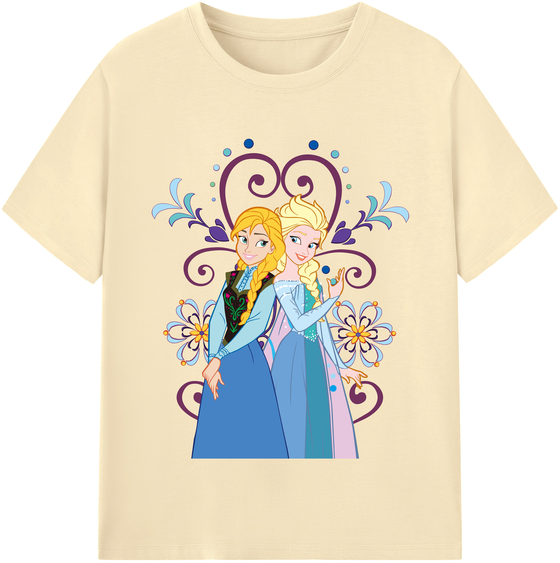 （画像用） アナと雪の女王 アンナ エルサ Frozen Anna Elsa 綿100％半袖Tシャツ（フロントプリント）