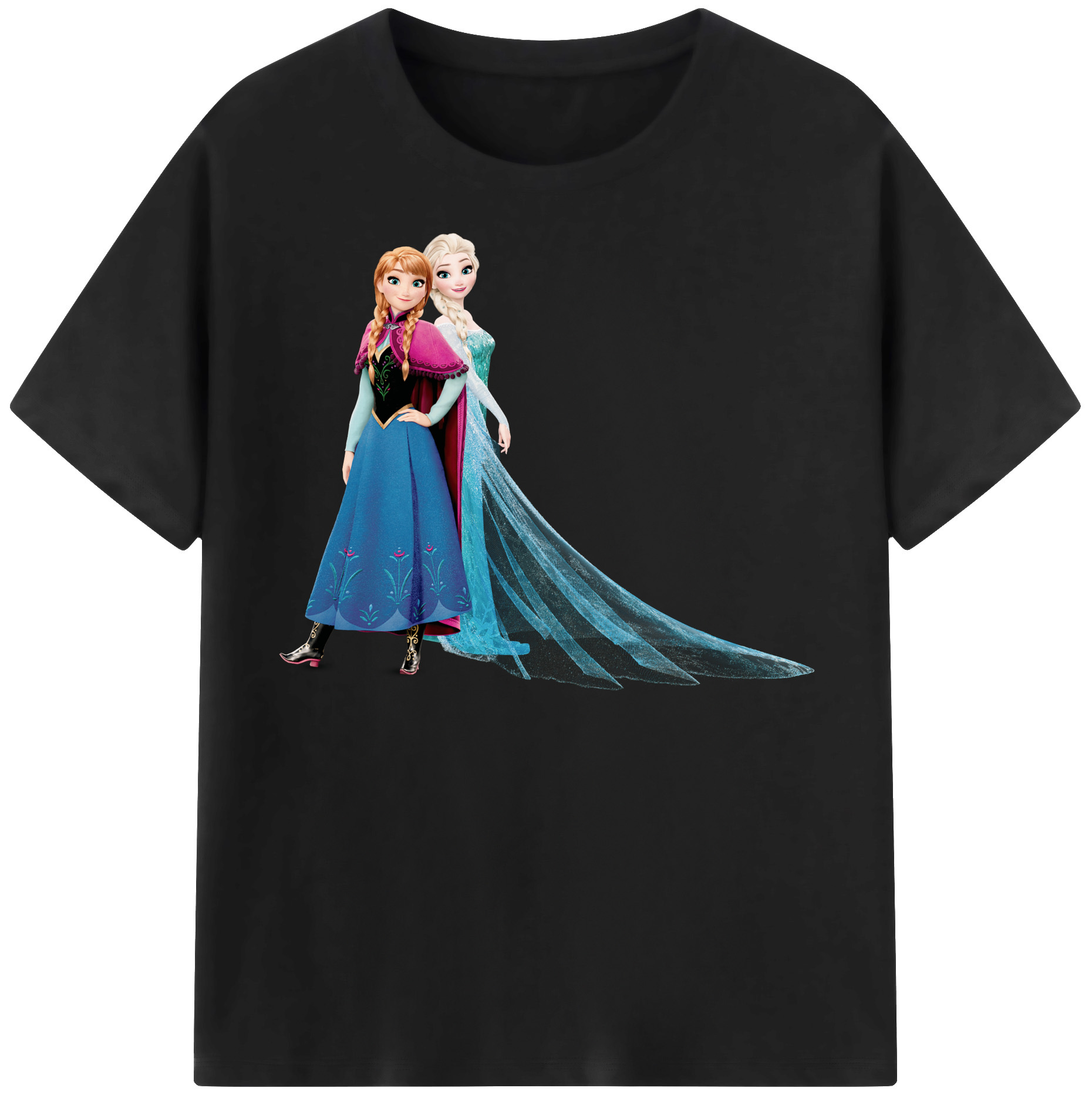 （画像用） アナと雪の女王 アンナ エルサ Frozen Anna Elsa 綿100％半袖Tシャツ（フロントプリント）