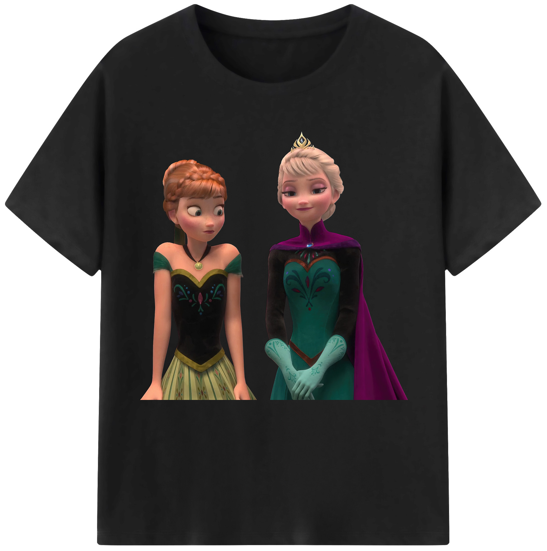 （画像用） アナと雪の女王 アンナ エルサ Frozen Anna Elsa 綿100％半袖Tシャツ（フロントプリント）