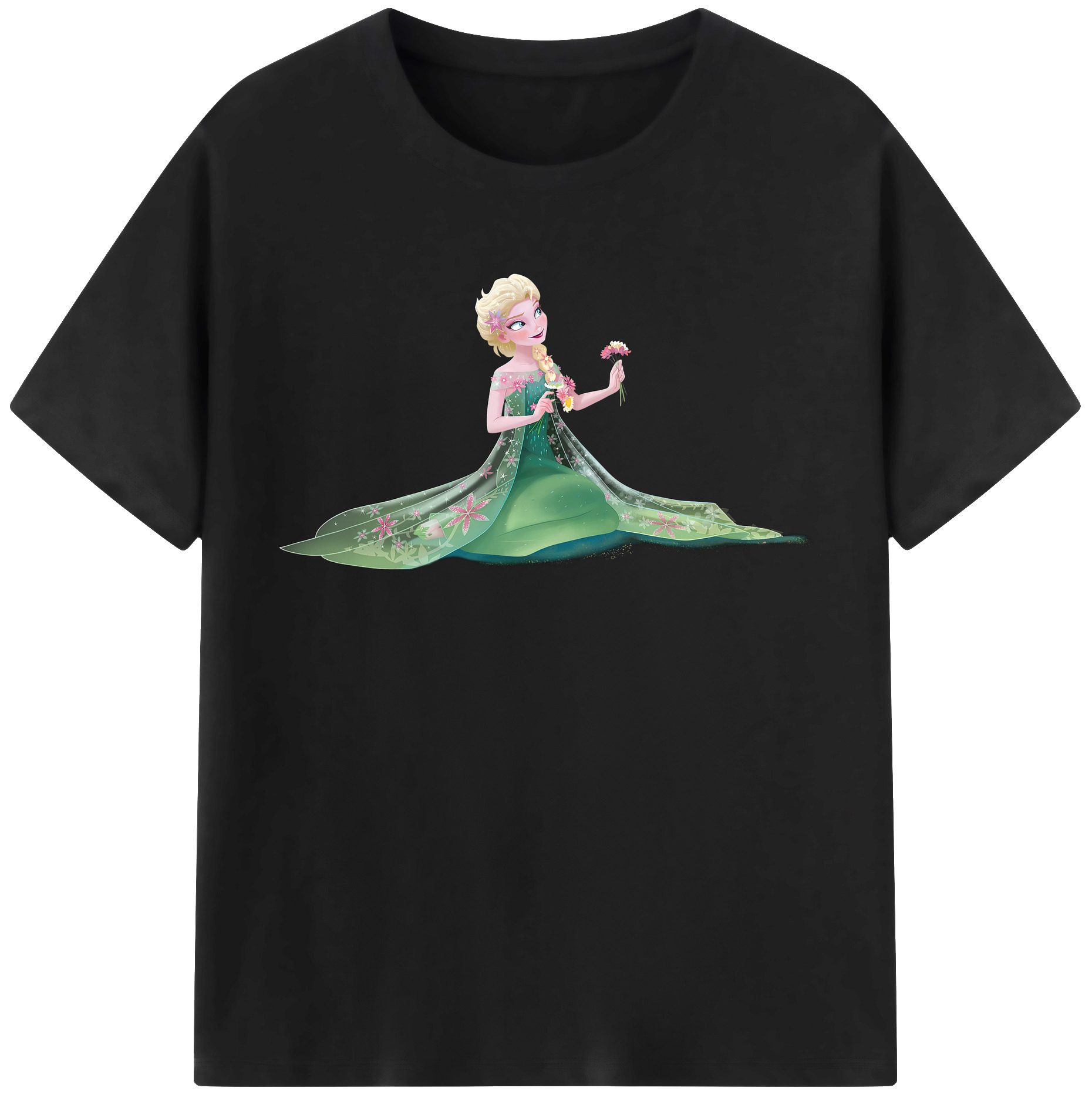 （画像用） アナと雪の女王 アンナ エルサ Frozen Anna Elsa 綿100％半袖Tシャツ（フロントプリント）