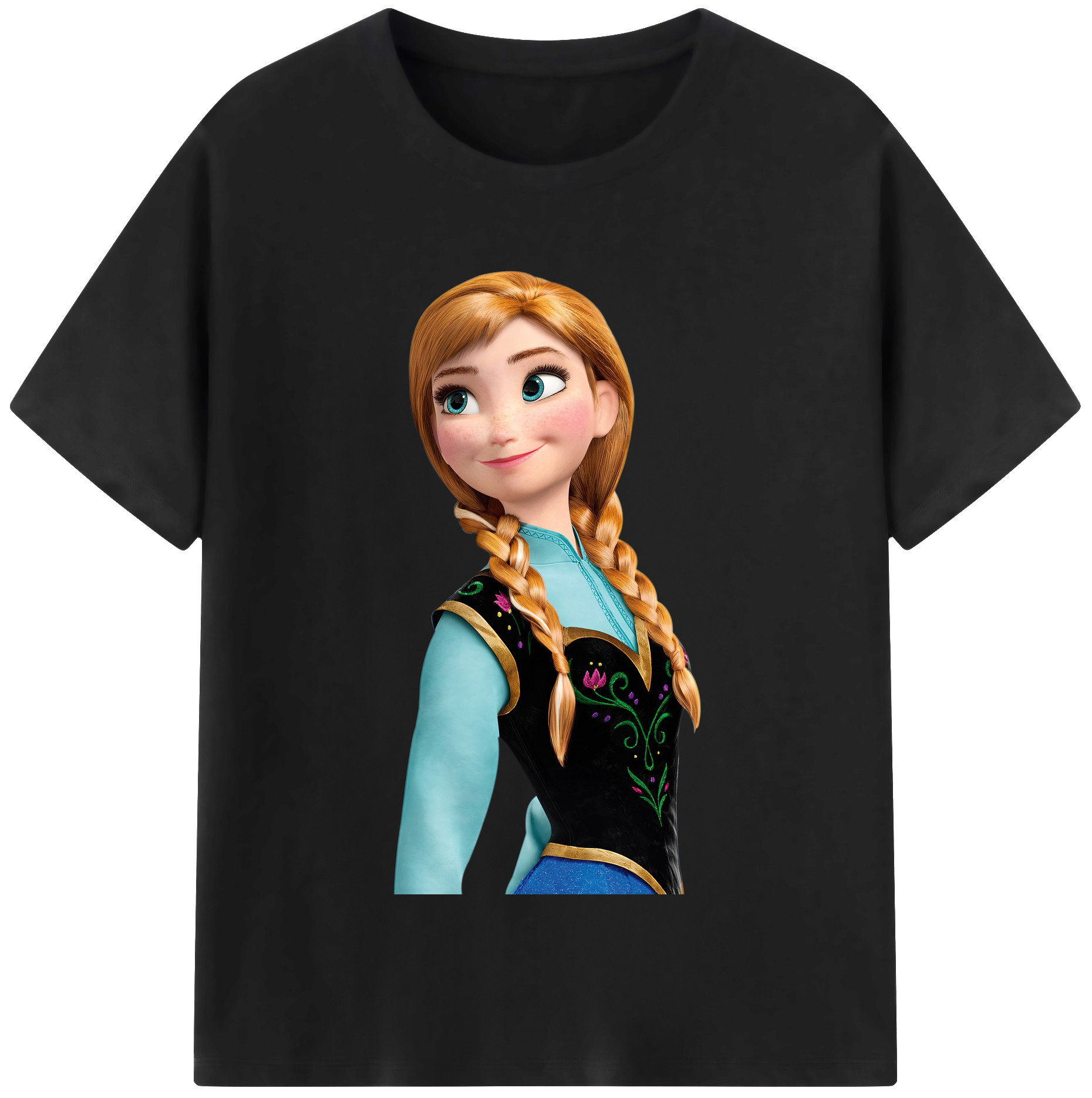 （画像用） アナと雪の女王 アンナ エルサ Frozen Anna Elsa 綿100％半袖Tシャツ（フロントプリント）