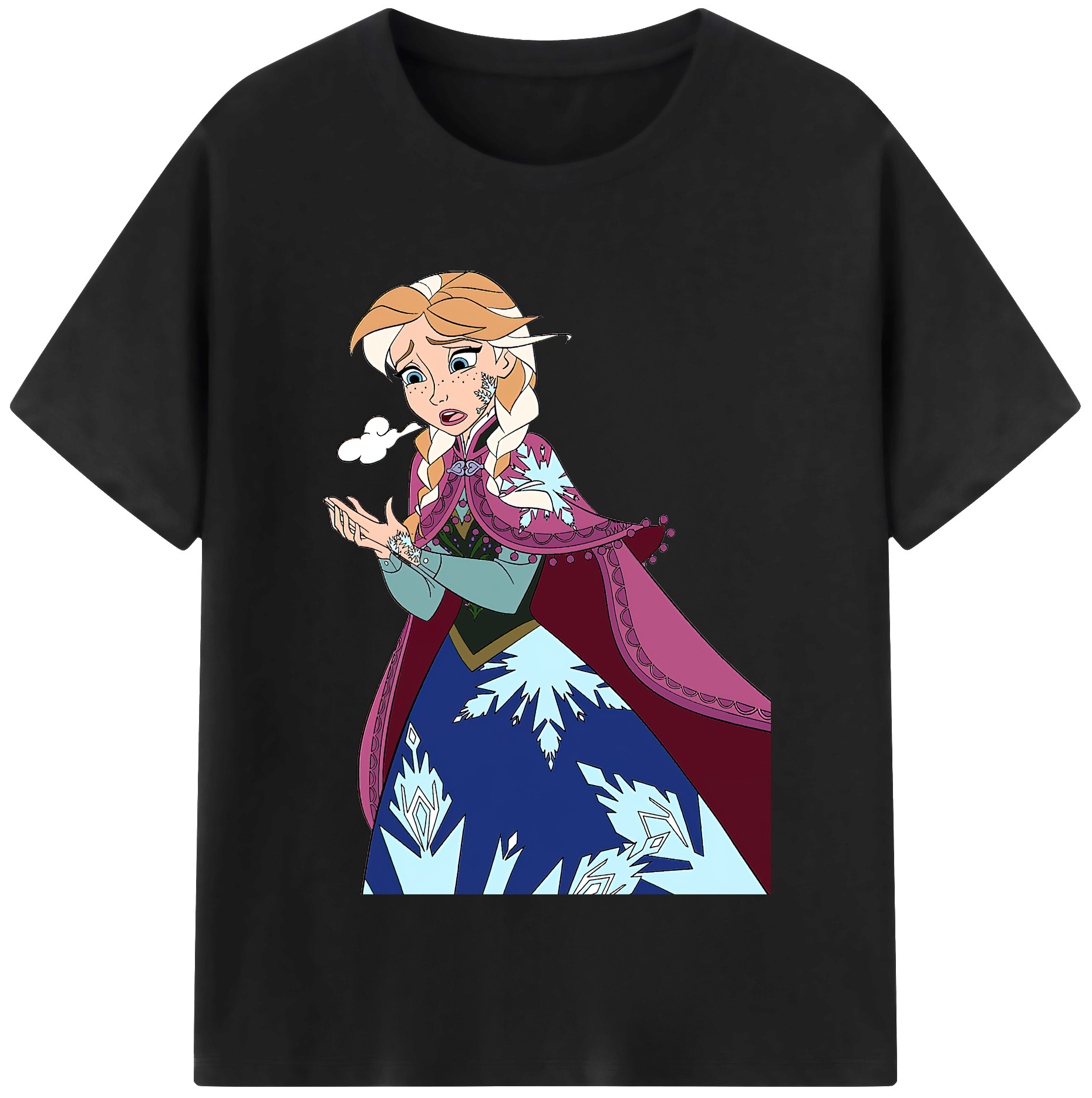 （画像用） アナと雪の女王 アンナ エルサ Frozen Anna Elsa 綿100％半袖Tシャツ（フロントプリント）