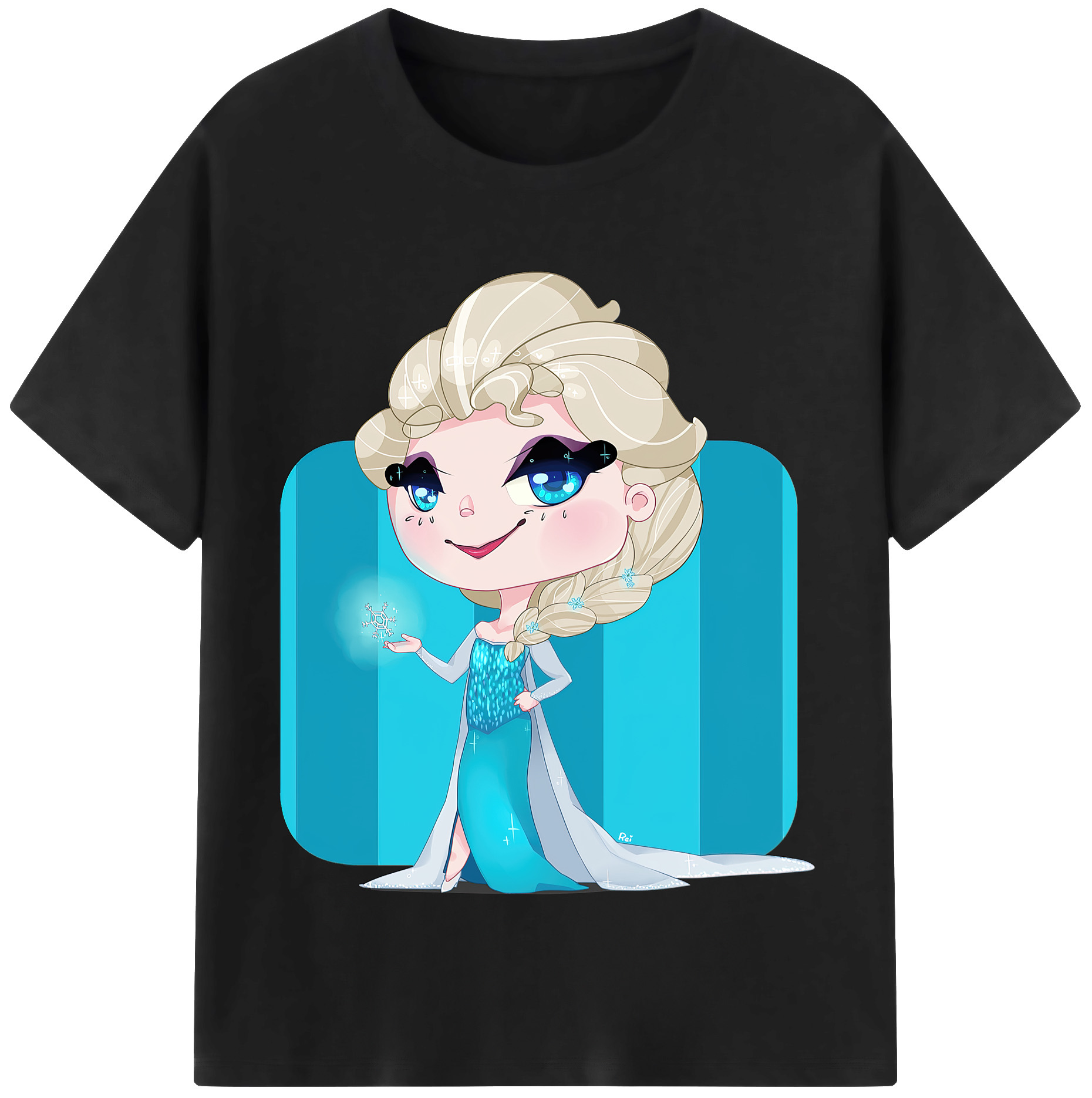 （画像用） アナと雪の女王 アンナ エルサ Frozen Anna Elsa 綿100％半袖Tシャツ（フロントプリント）