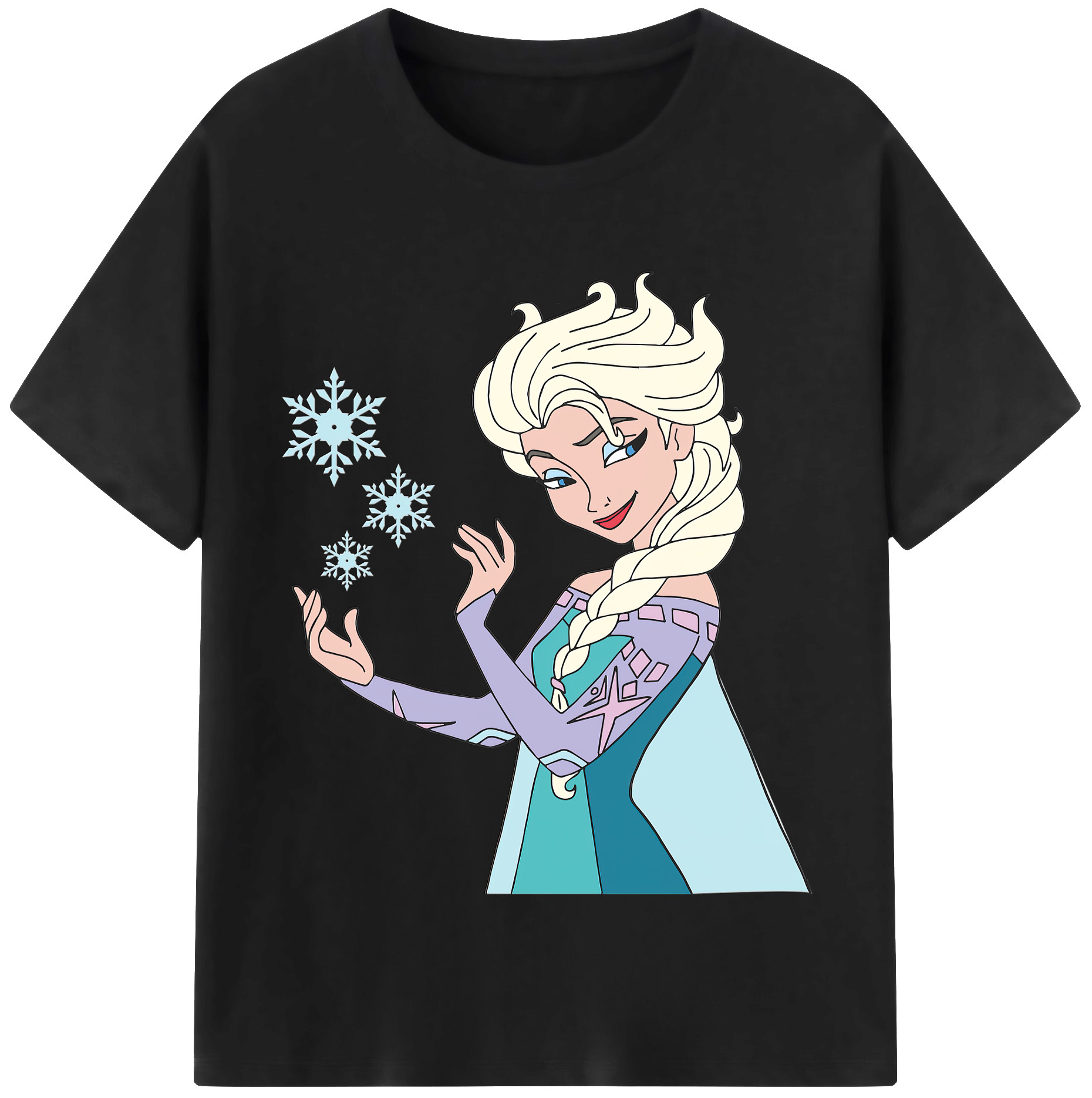 （画像用） アナと雪の女王 アンナ エルサ Frozen Anna Elsa 綿100％半袖Tシャツ（フロントプリント）