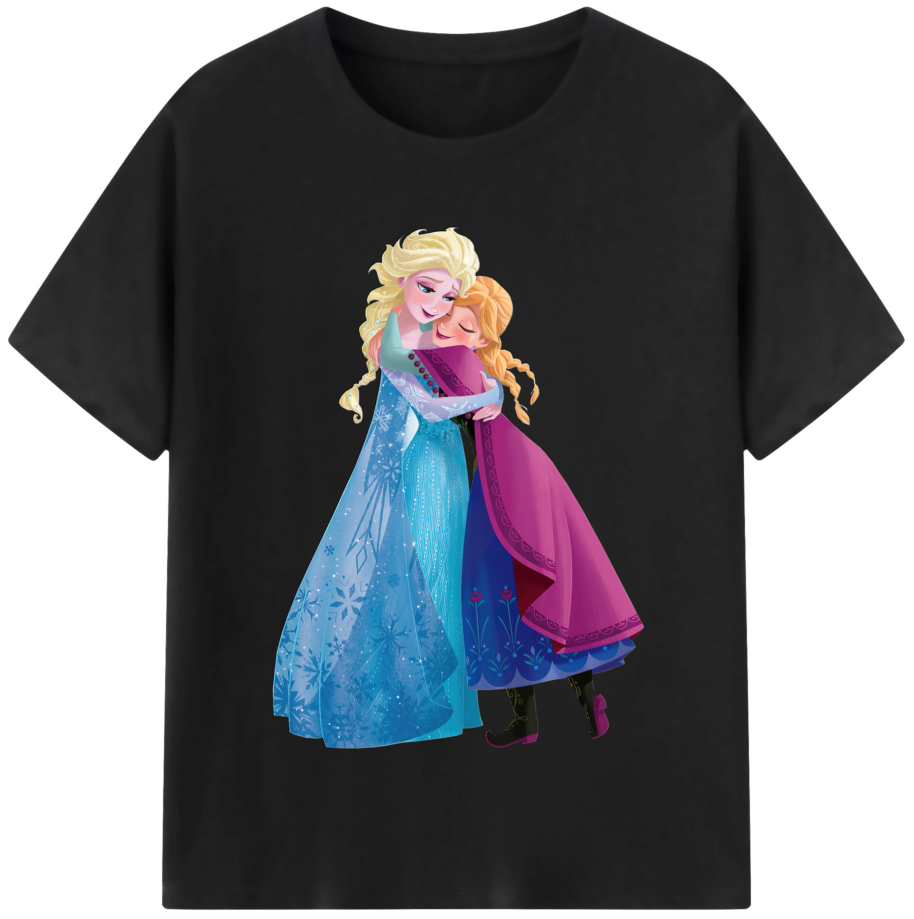 （画像用） アナと雪の女王 アンナ エルサ Frozen Anna Elsa 綿100％半袖Tシャツ（フロントプリント）
