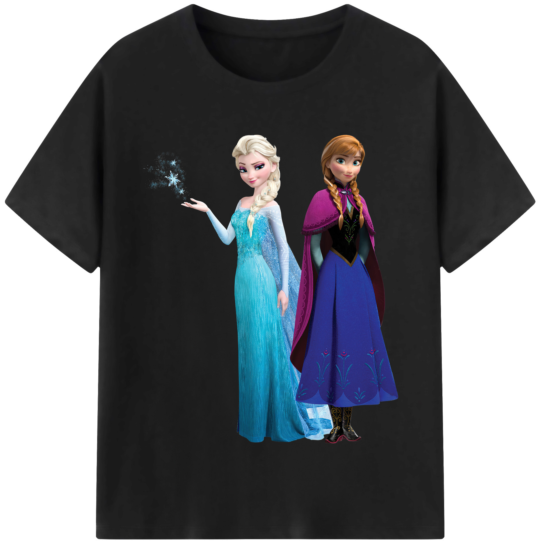（画像用） アナと雪の女王 アンナ エルサ Frozen Anna Elsa 綿100％半袖Tシャツ（フロントプリント）