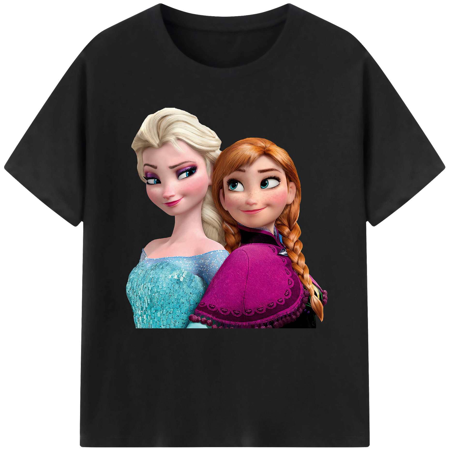 （画像用） アナと雪の女王 アンナ エルサ Frozen Anna Elsa 綿100％半袖Tシャツ（フロントプリント）