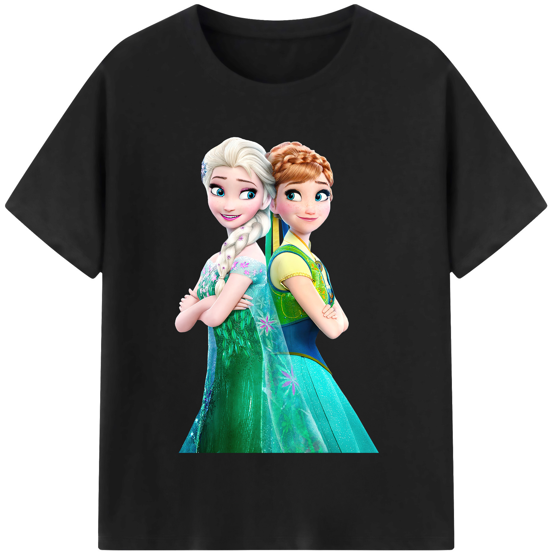 （画像用） アナと雪の女王 アンナ エルサ Frozen Anna Elsa 綿100％半袖Tシャツ（フロントプリント）