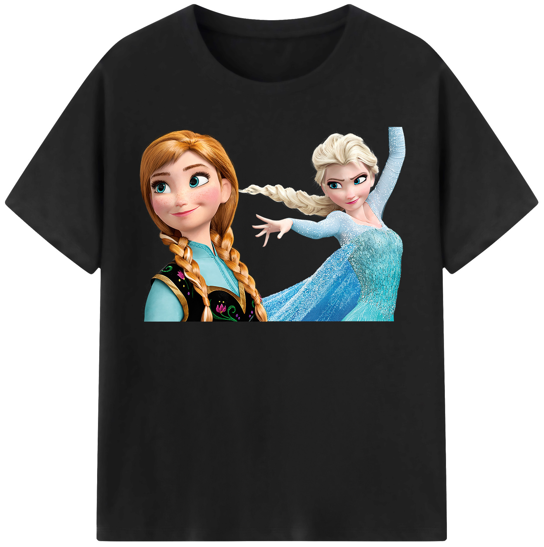 （画像用） アナと雪の女王 アンナ エルサ Frozen Anna Elsa 綿100％半袖Tシャツ（フロントプリント）