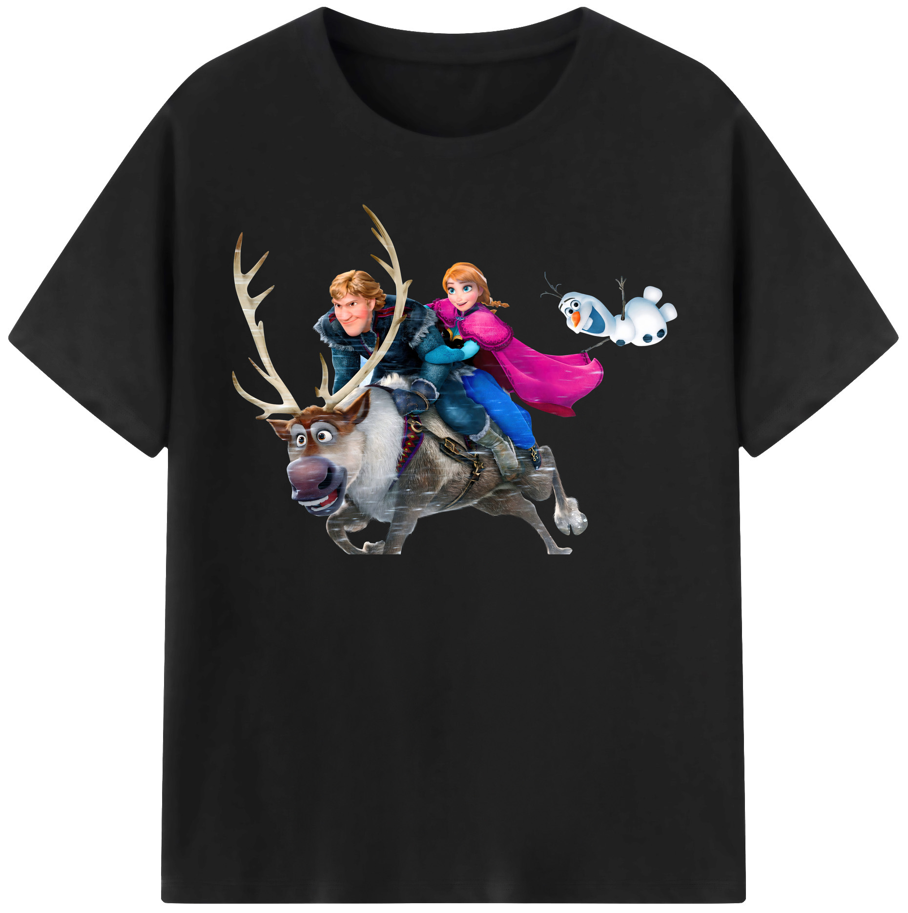 （画像用） アナと雪の女王 アンナ エルサ Frozen Anna Elsa 綿100％半袖Tシャツ（フロントプリント）