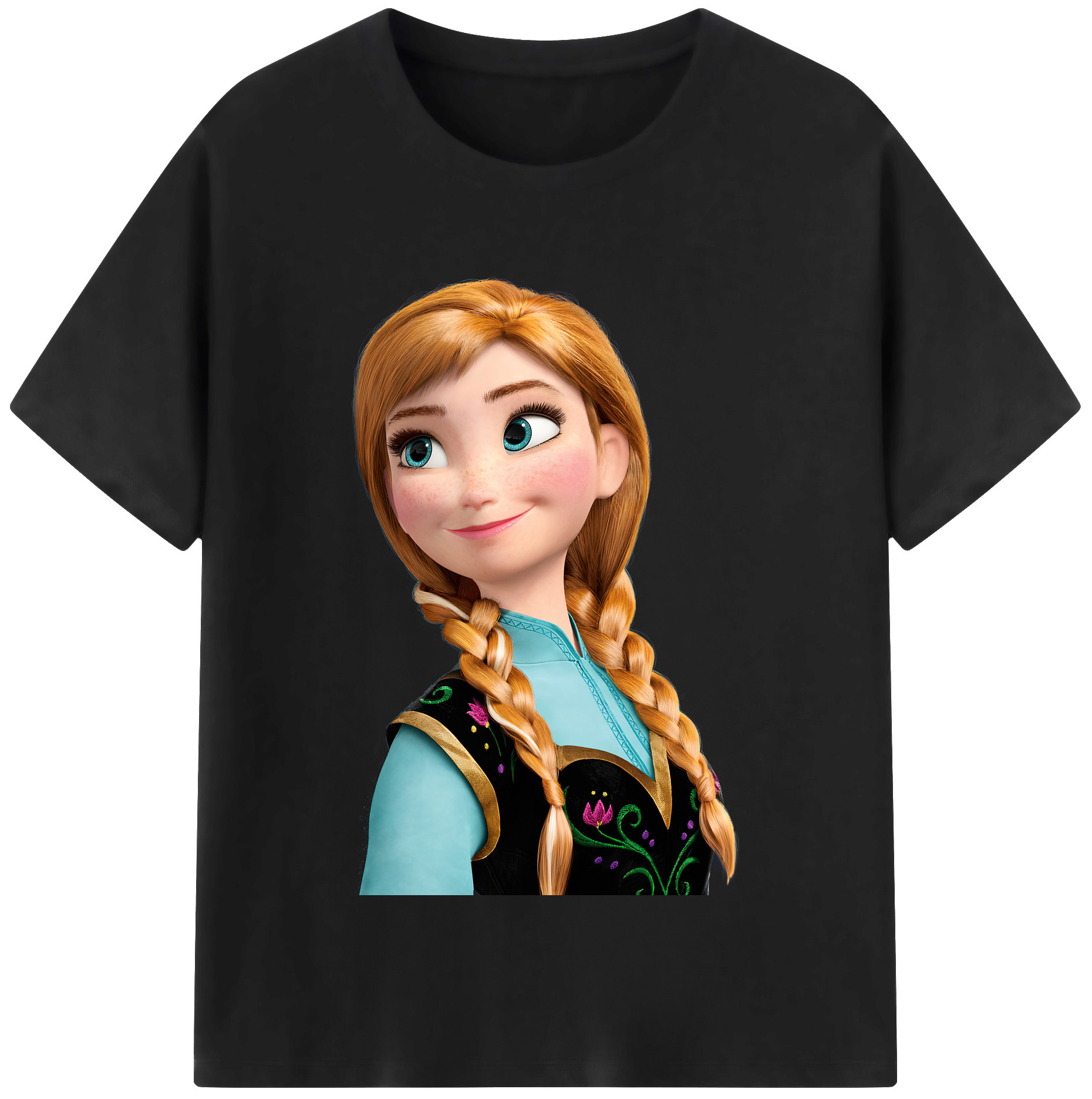 （画像用） アナと雪の女王 アンナ エルサ Frozen Anna Elsa 綿100％半袖Tシャツ（フロントプリント）