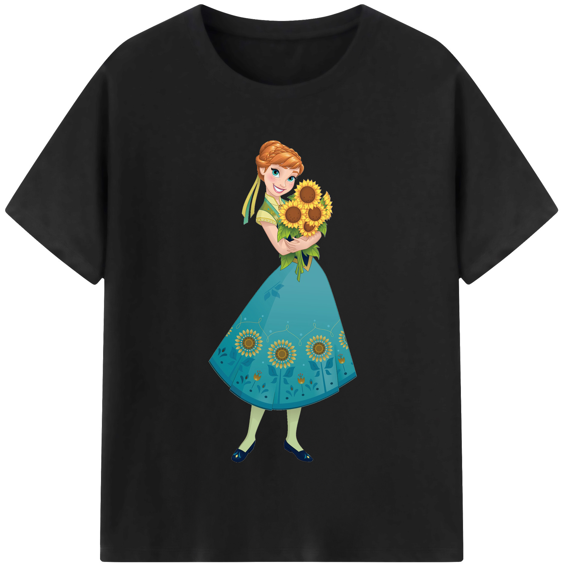 （画像用） アナと雪の女王 アンナ エルサ Frozen Anna Elsa 綿100％半袖Tシャツ（フロントプリント）